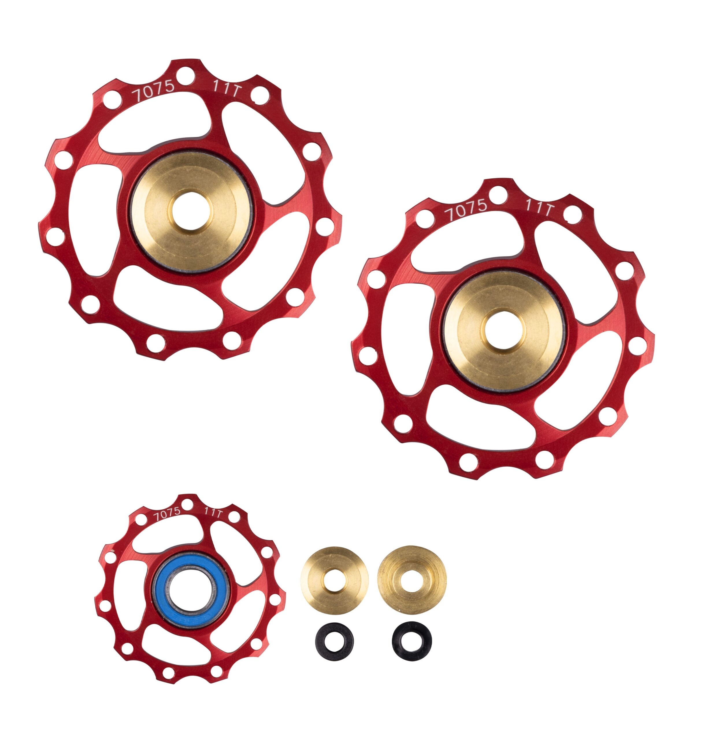 derailleur pulleys F ceramic bearings 11t Al, red