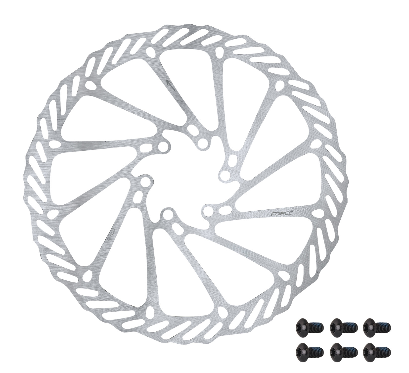 disc brake rotor FORCE-2 180 mm, 6 holes, silver