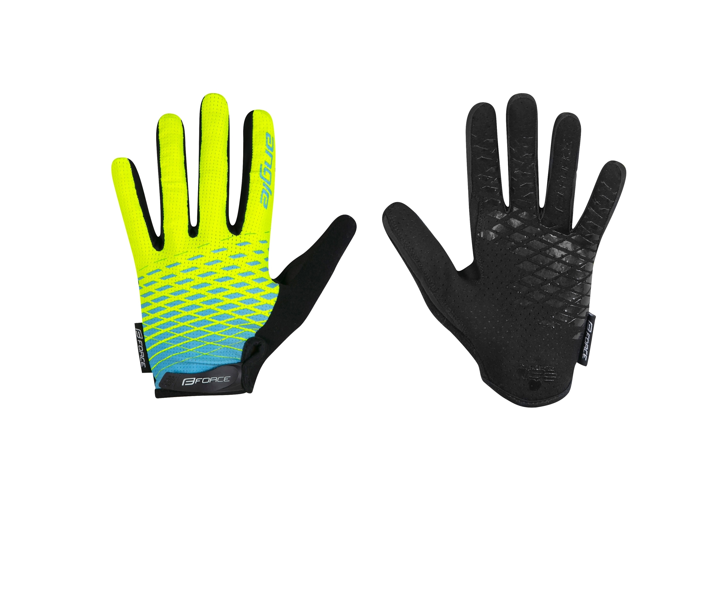 gloves FORCE KID MTB ANGLE summer, fluo-blue L