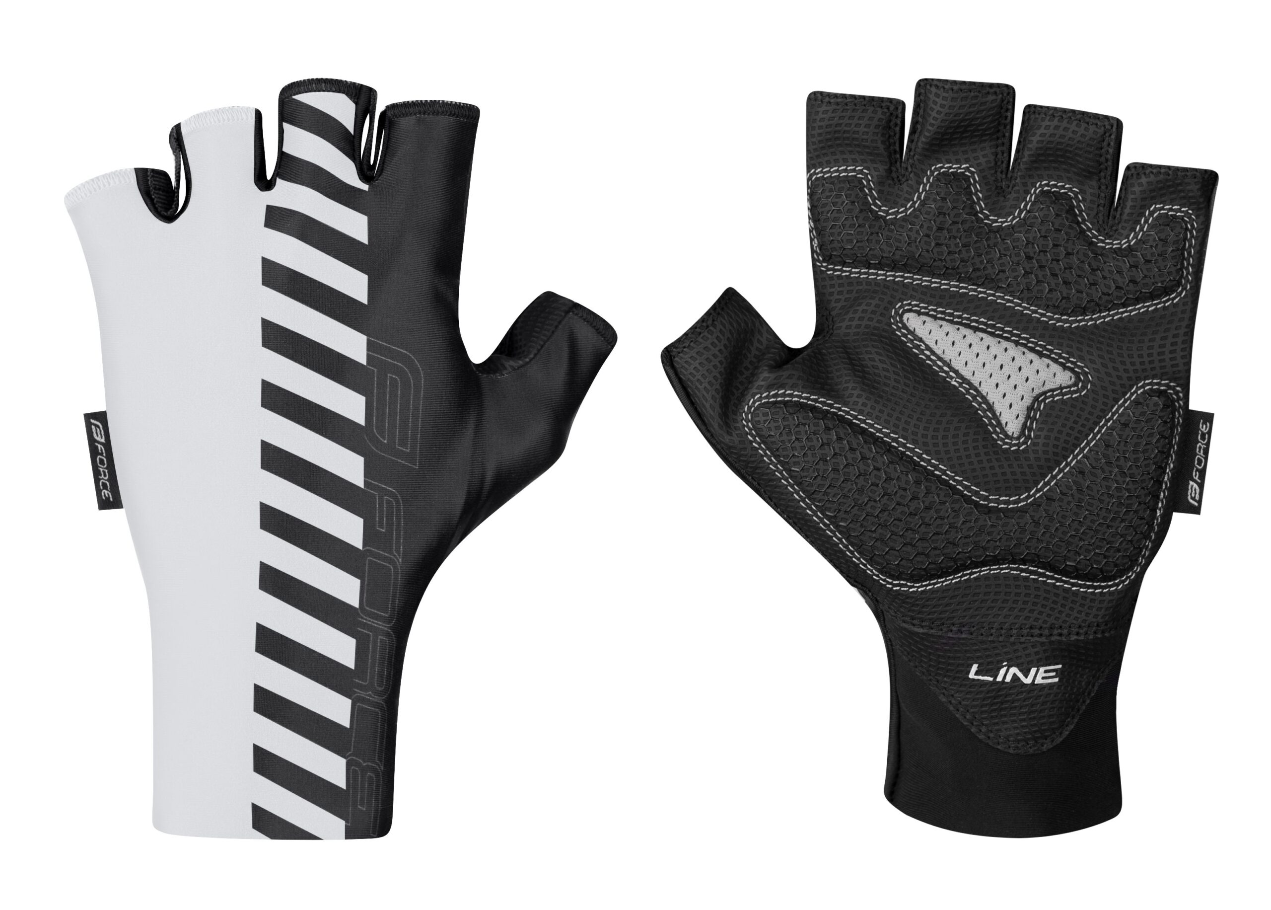 gloves FORCE LINE w/o fastening, white-black L