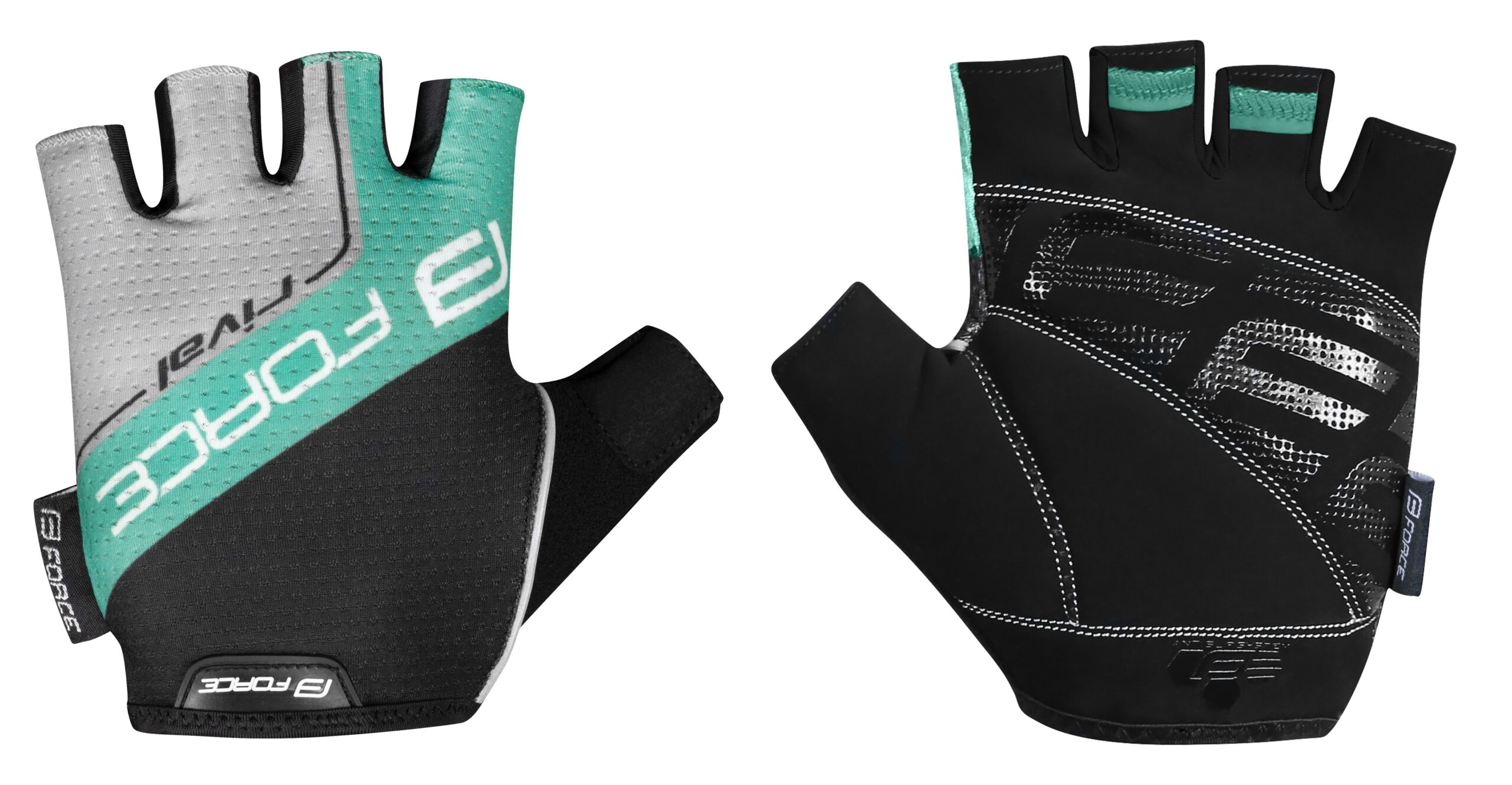 gloves FORCE RIVAL, black-turquoise L