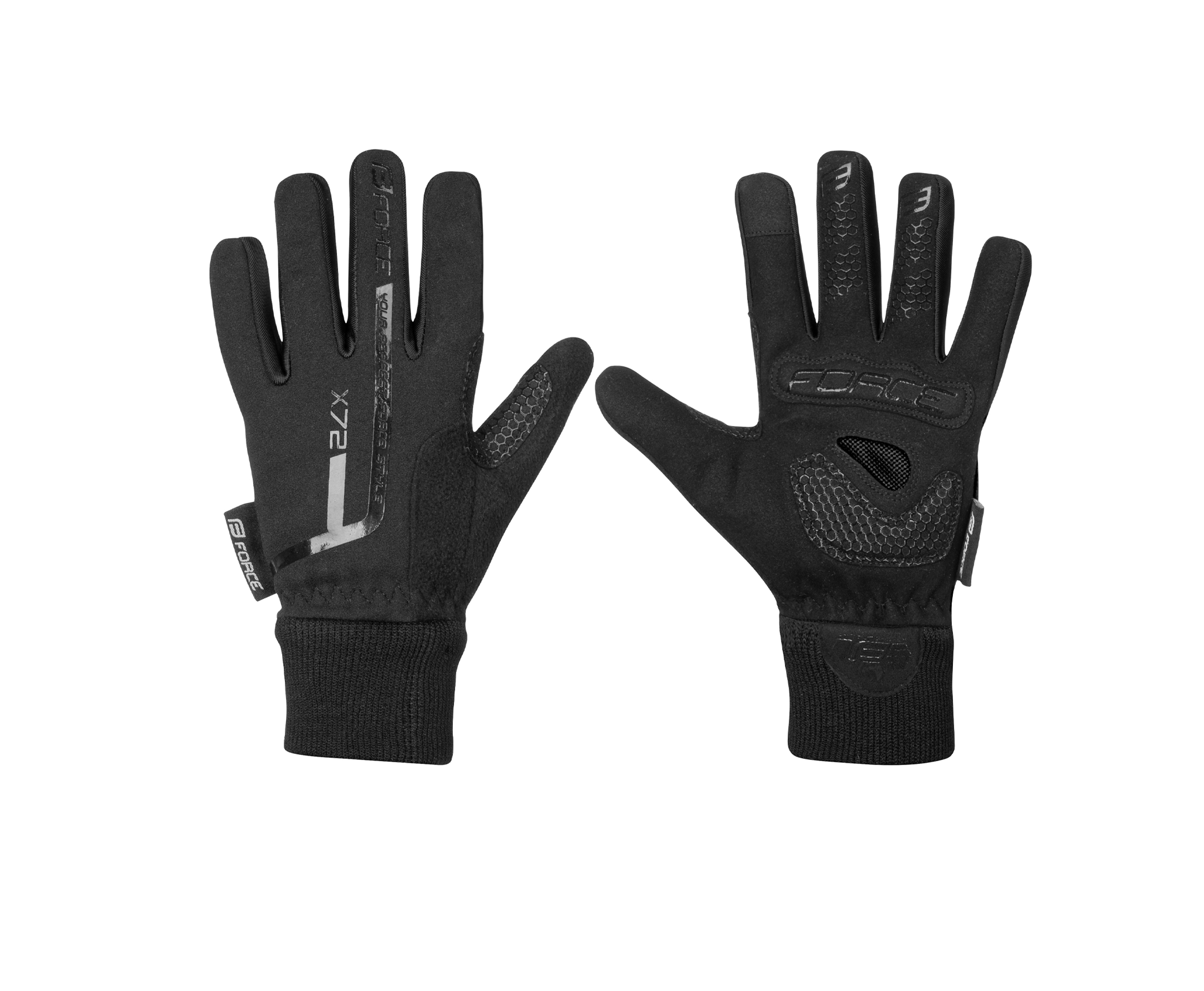 gloves winter FORCE KID X72, černé L