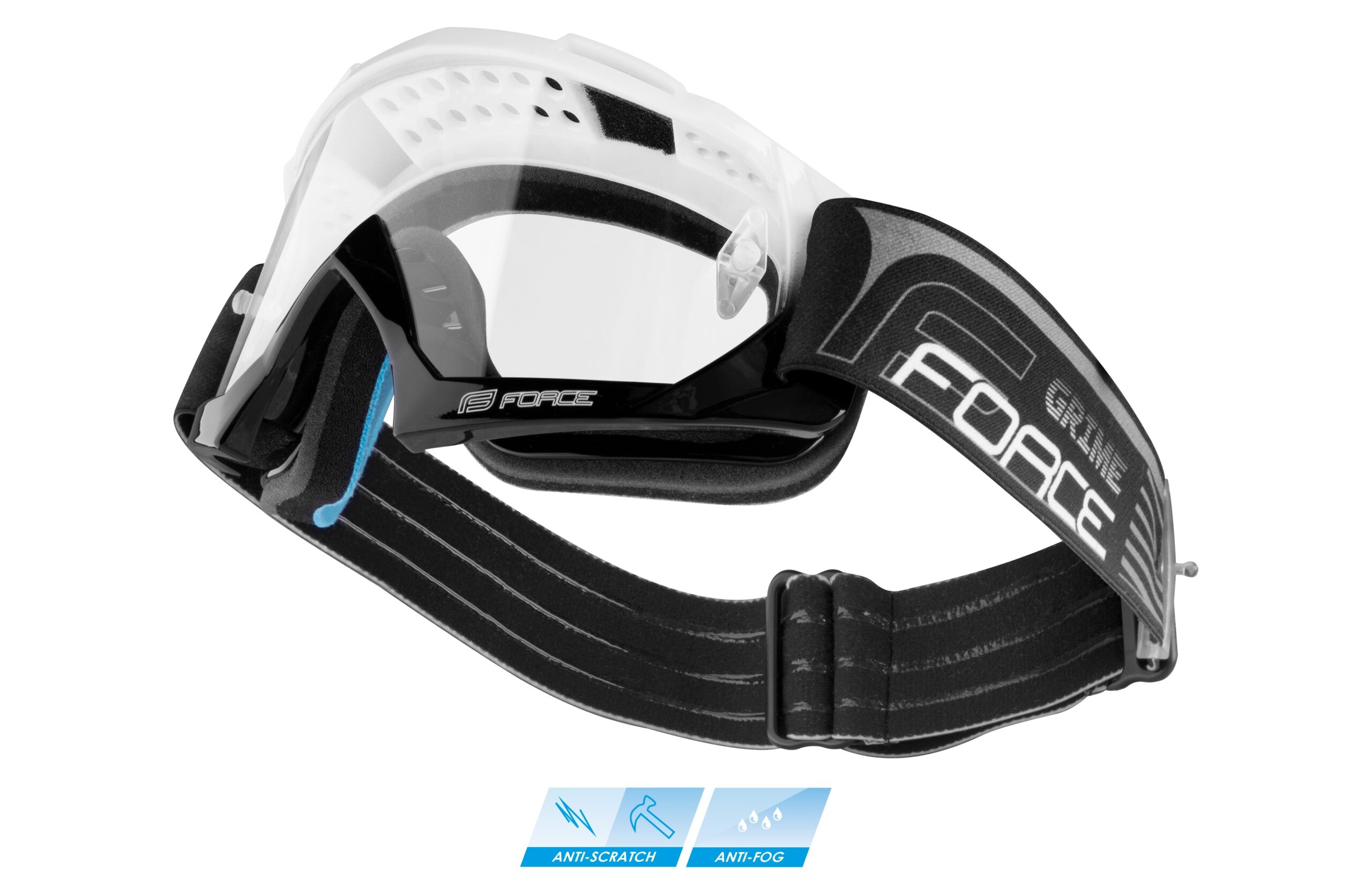 goggles F GRIME downhill white-black, clear lens