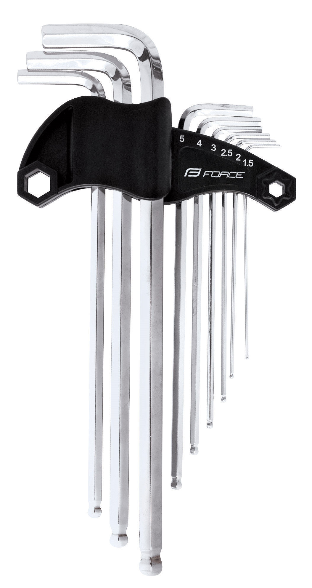 set of 9 hex wrenches FORCE 1,5-10mm, in holder