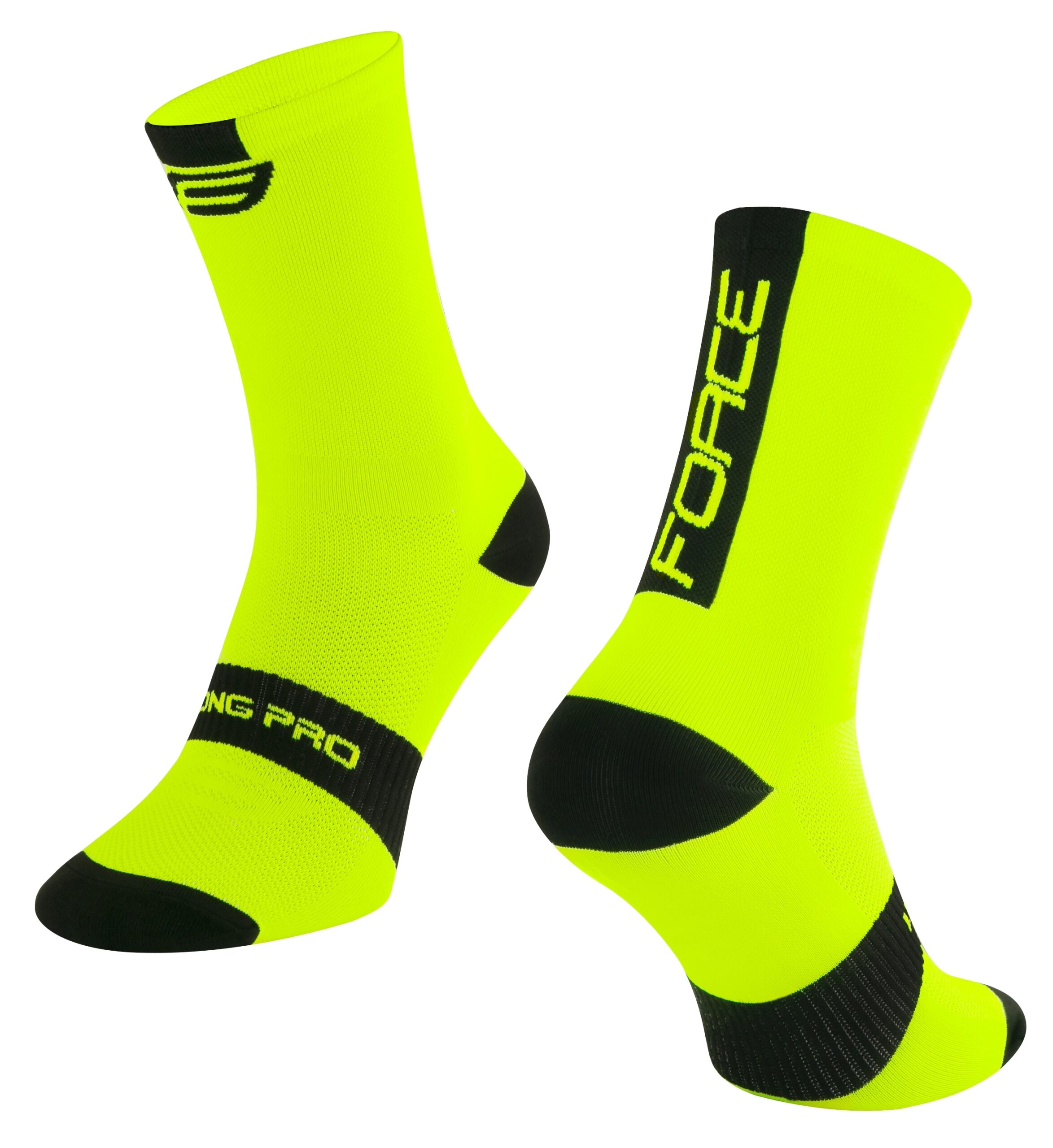 socks FORCE LONG PRO, fluo-black L-XL/42-46