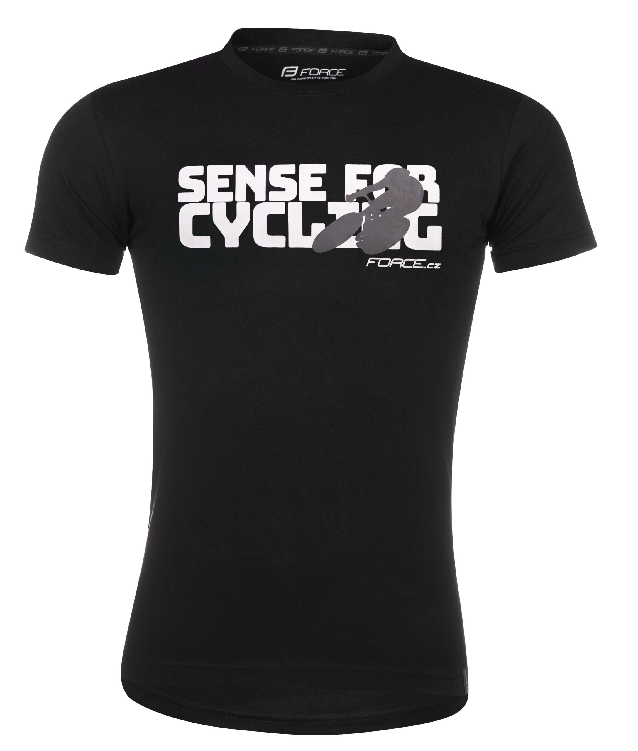 T-shirt F SENSE short sl., black,white print XS