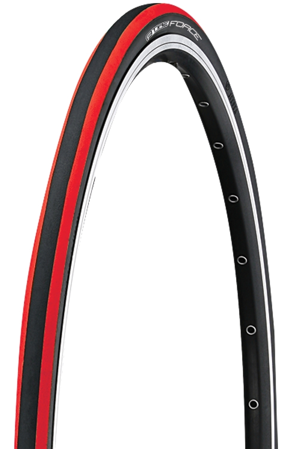 tyre FORCE ROAD 700 x 23C, wire, black-red