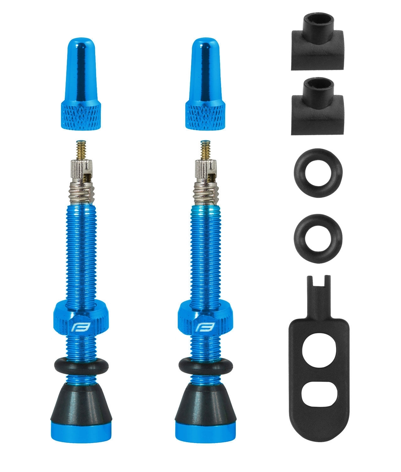 valve set FORCE for tubeless 2 x FV 44 mm, blue