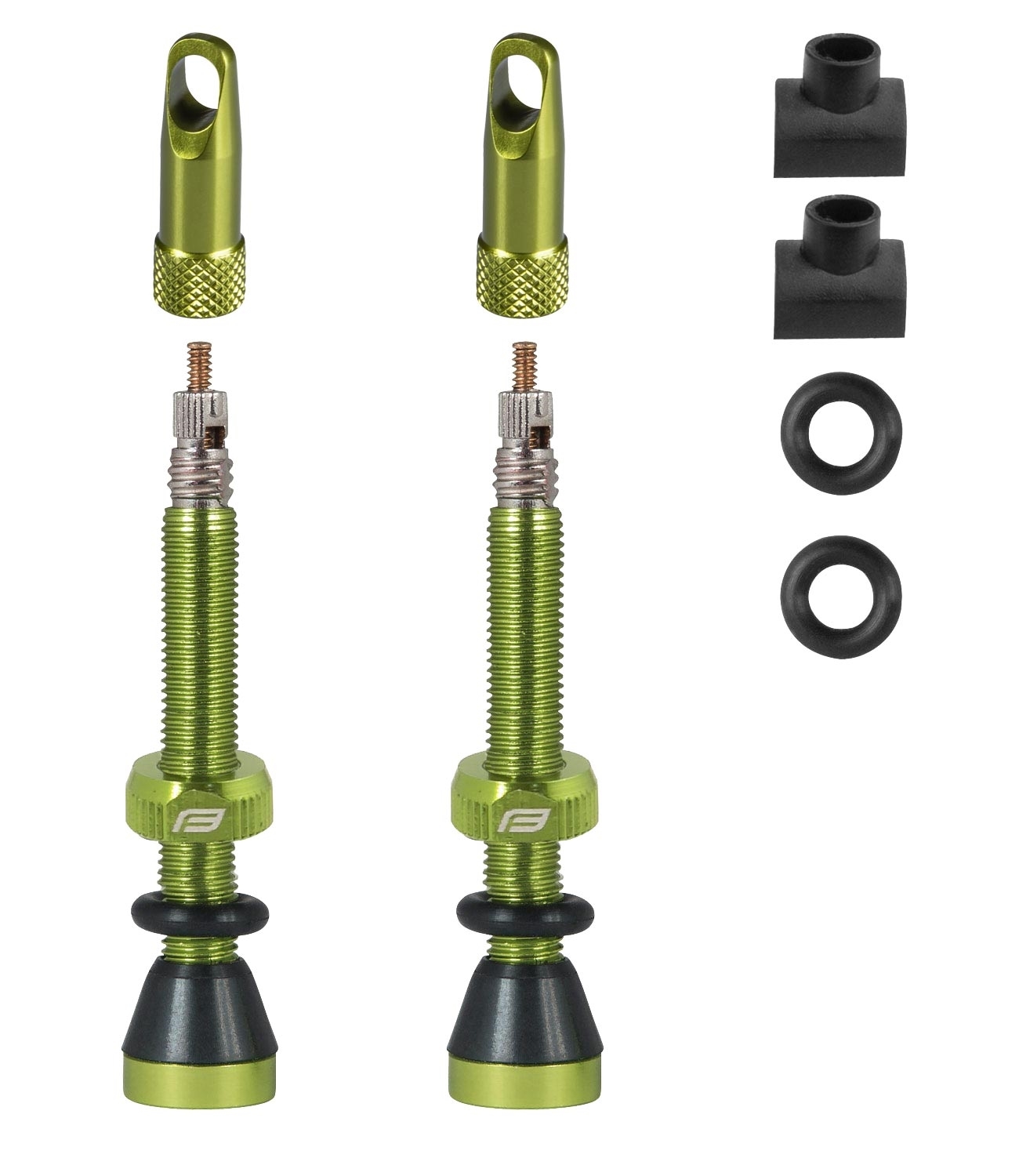 valve set FORCE for tubeless 2 x FV 44 mm, green