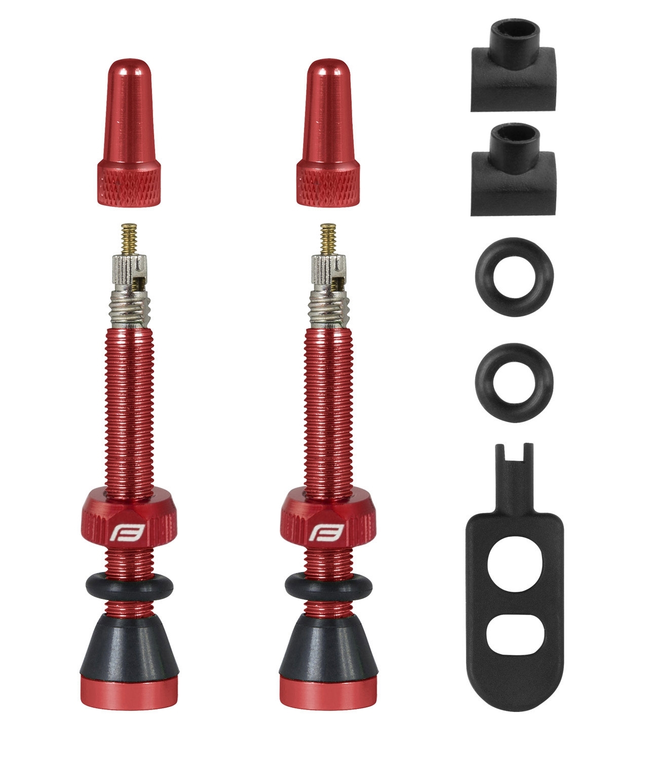 valve set FORCE for tubeless 2 x FV 44 mm, red