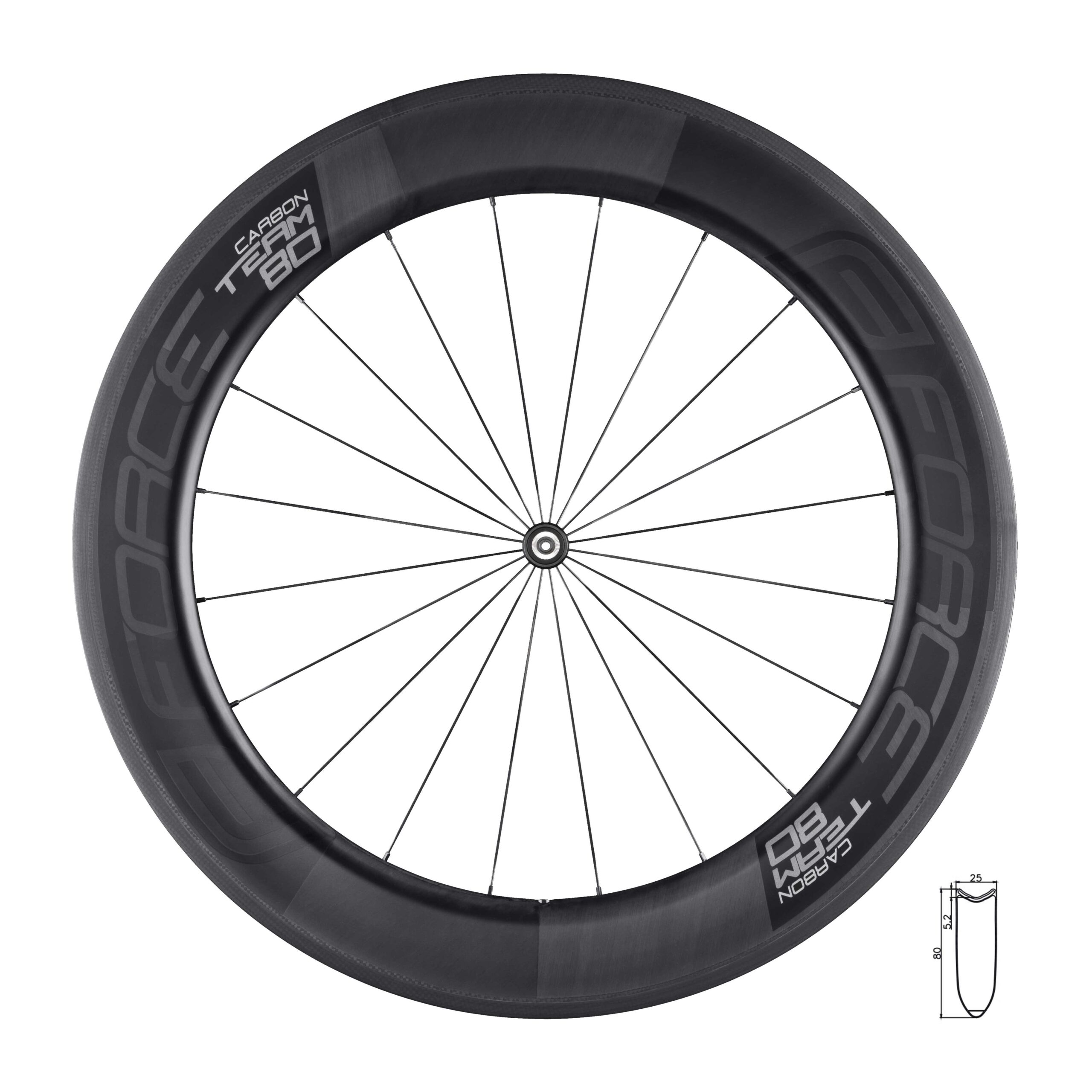 wheel front road FORCE TEAM SP CARBON 80 tubular