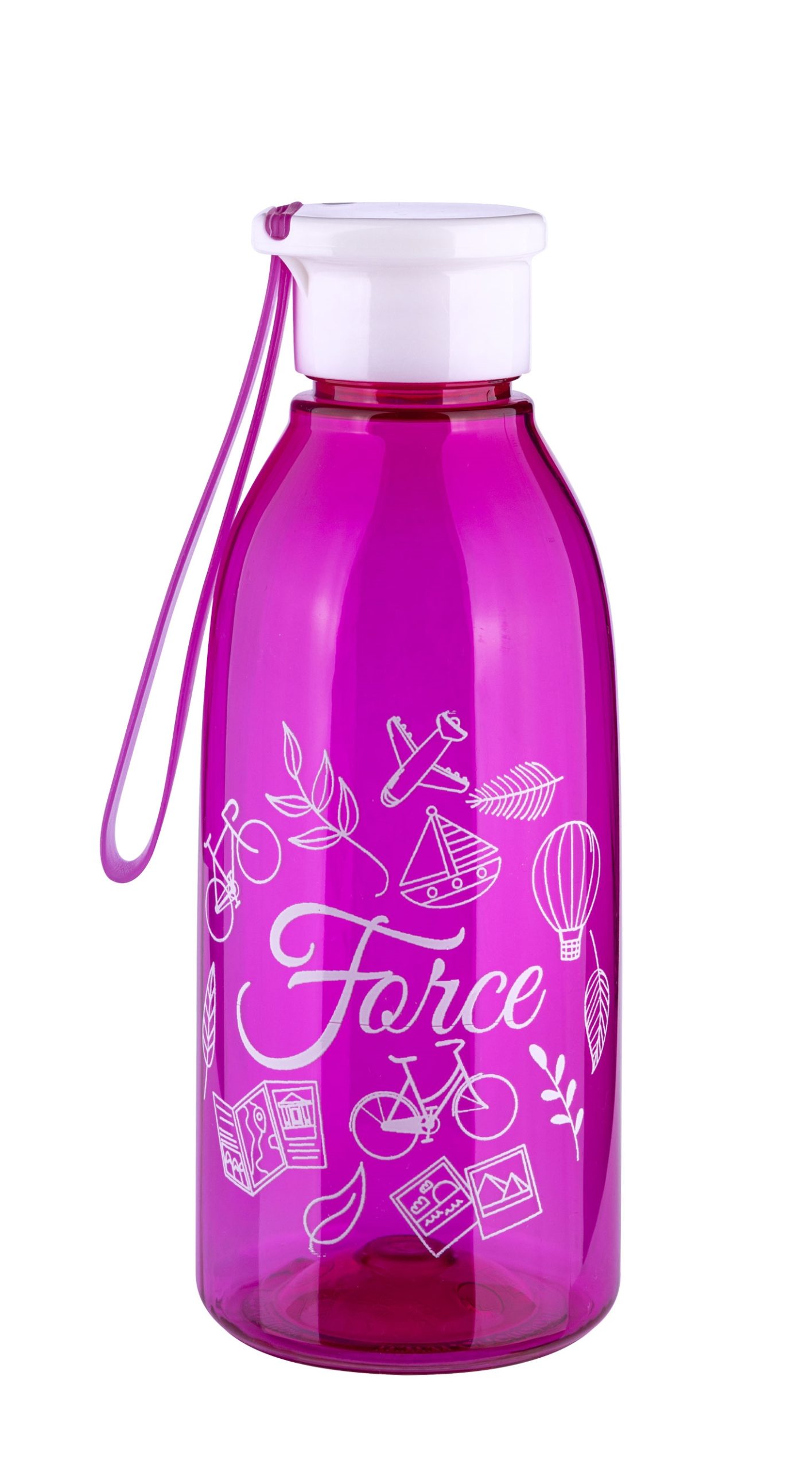 bottle FORCE DROP tourist 0,6 l, transparent pink