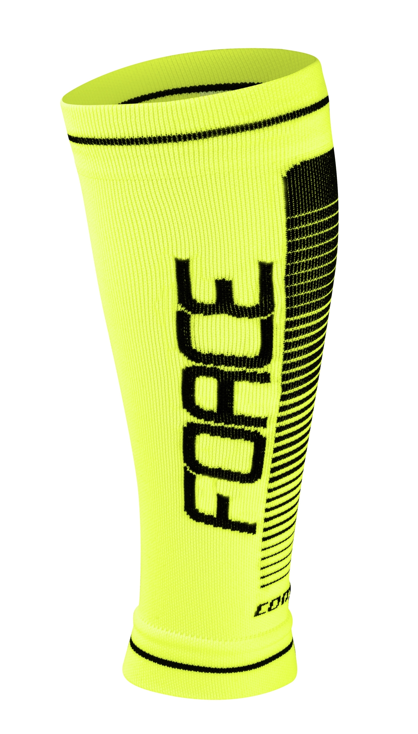 calf sleeves FORCE COMPRESS, fluo-black L-XL