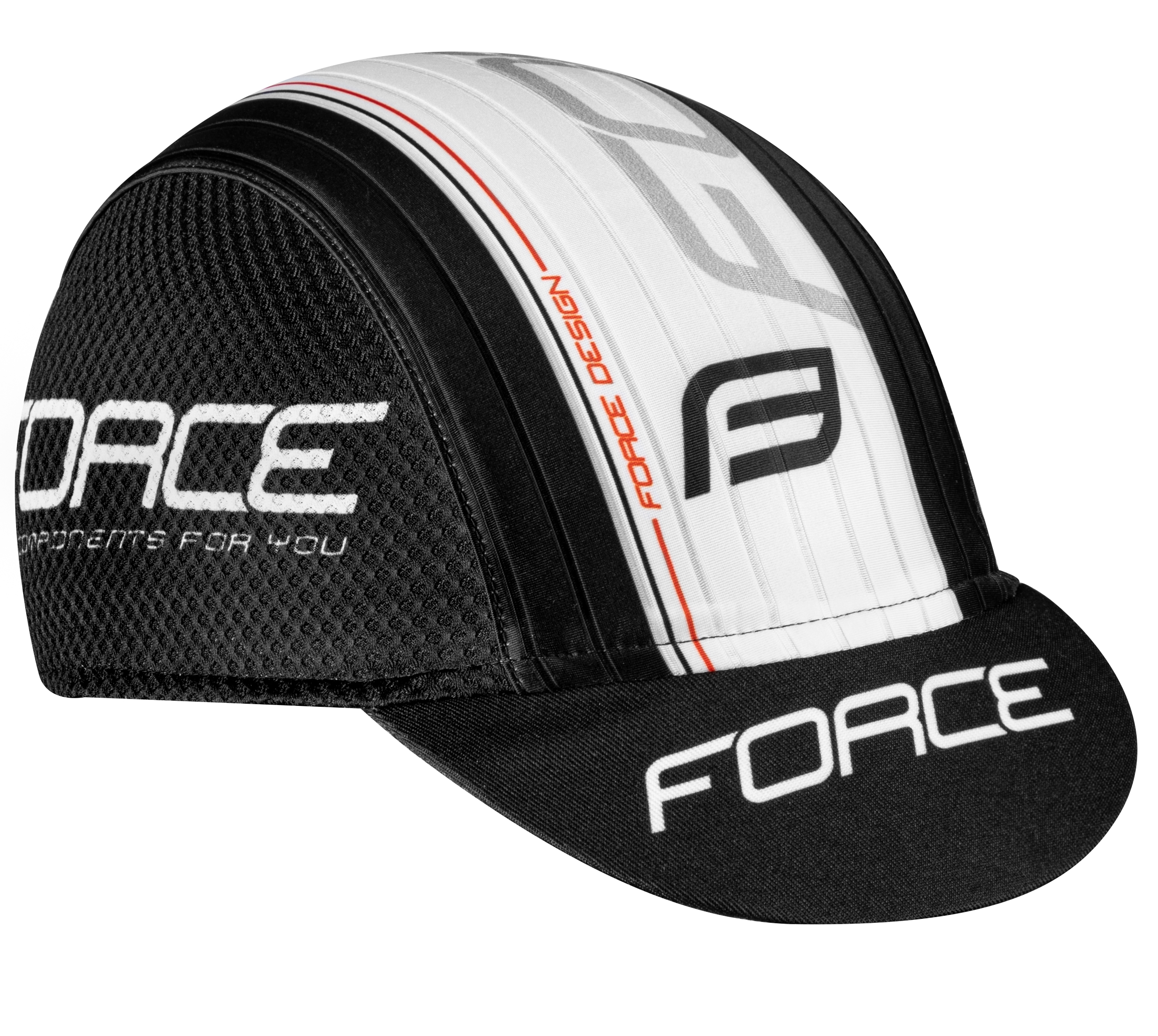 cap cycling with visor FORCE TEAM,black-white L-XL