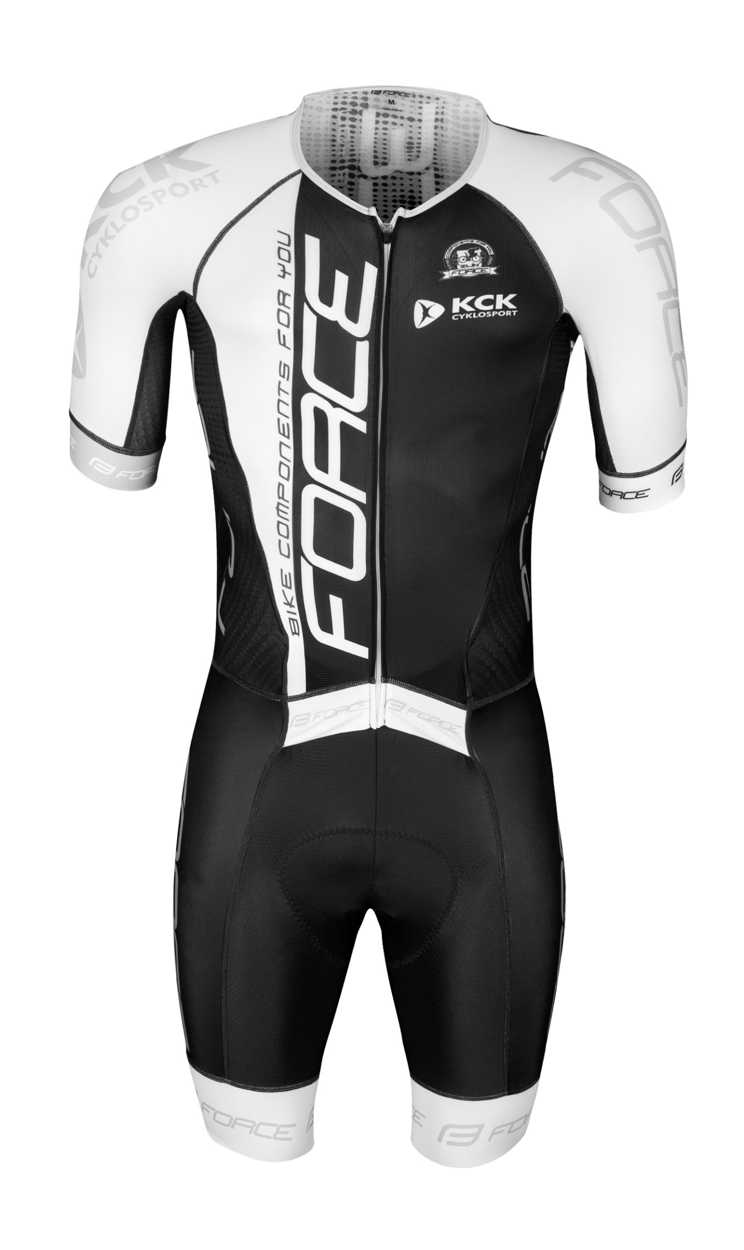 cycling suit FORCE TEAM PRO PLUS, black-white L