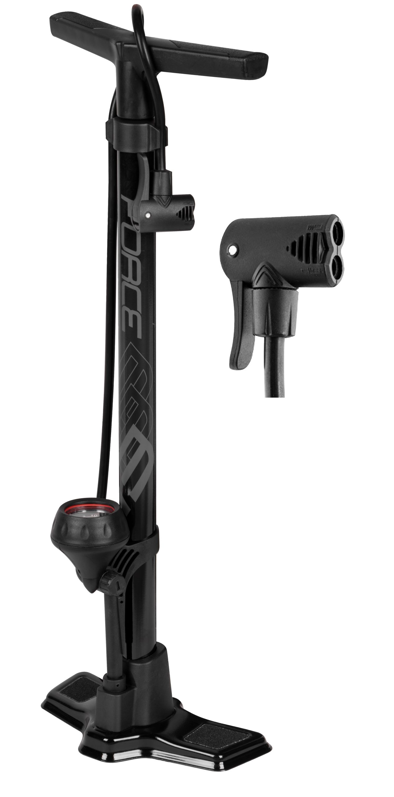 floor pump FORCE HOBBY 2.0 steel, 11 bar, black