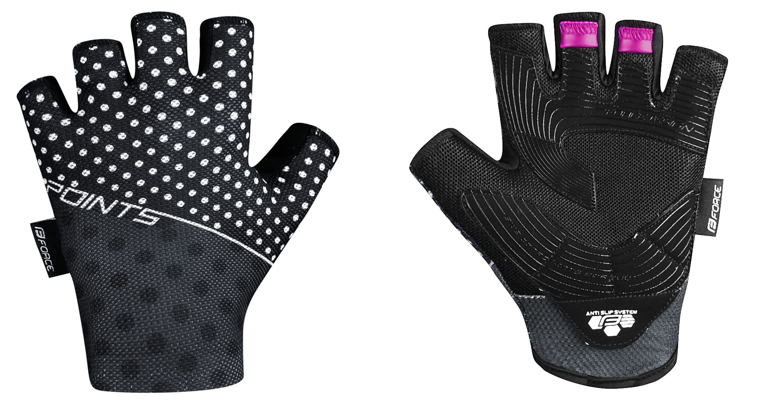 gloves F POINTS LADY w/o fastening, black-white L