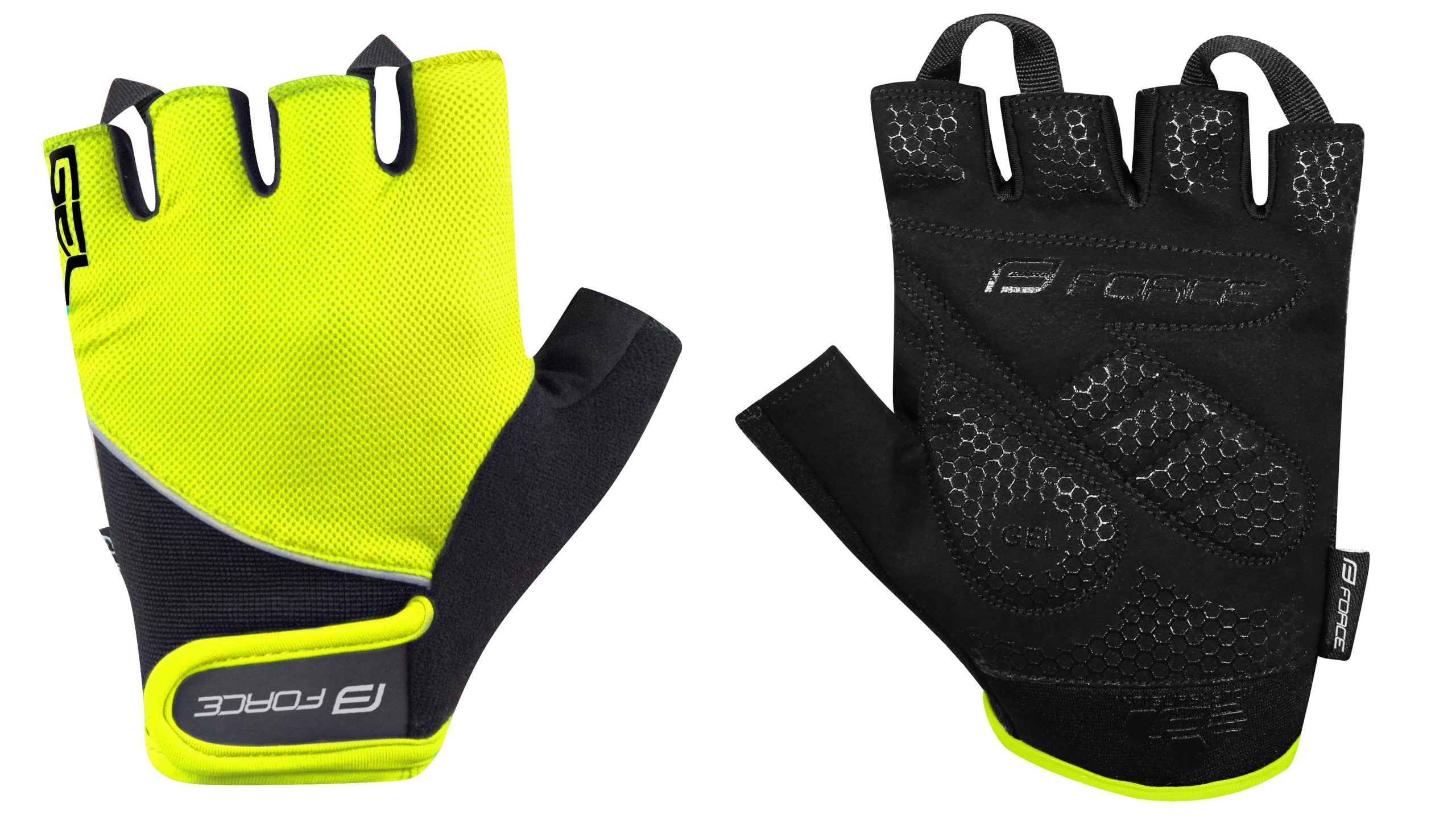 gloves FORCE GEL, fluo-black