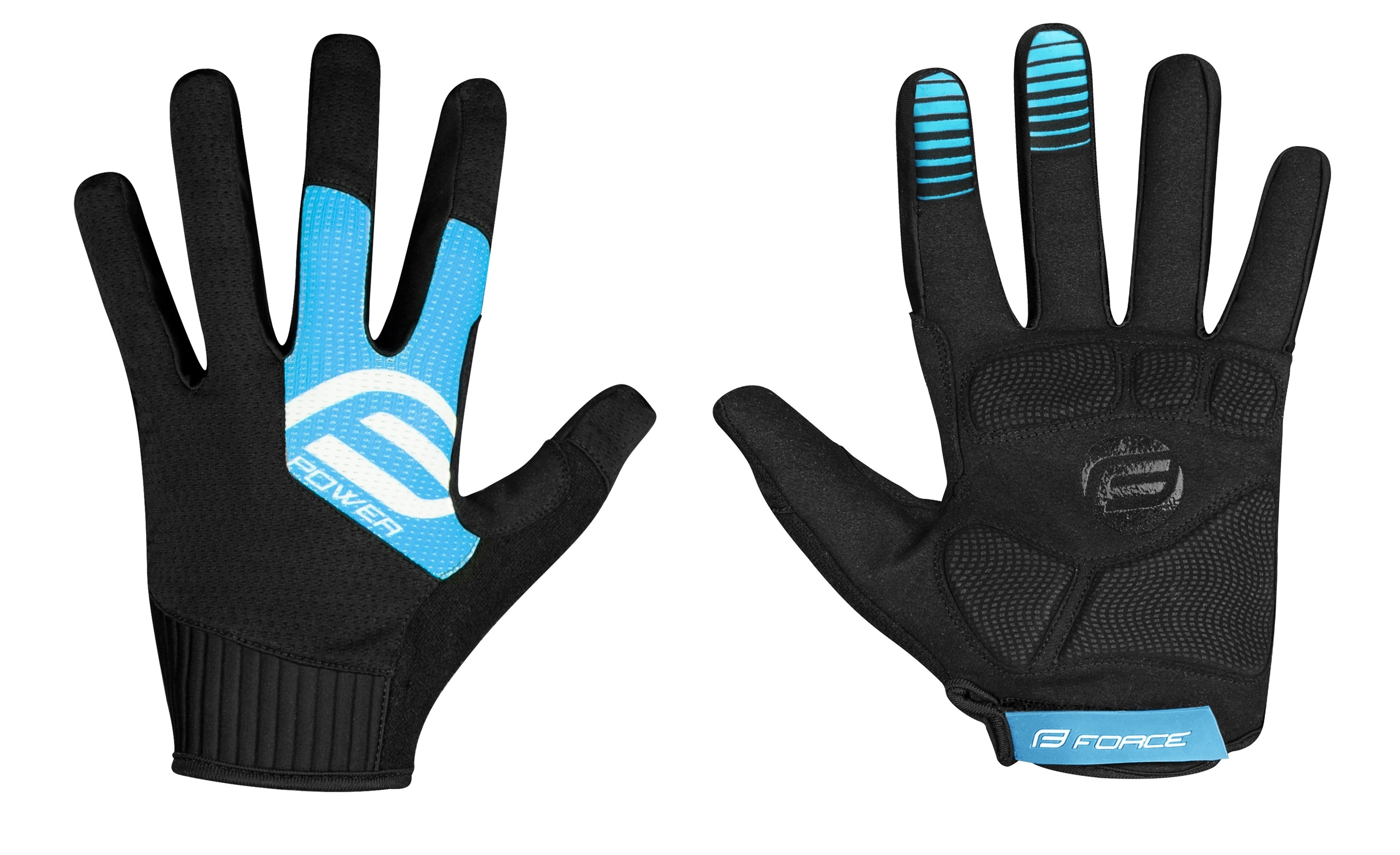 gloves FORCE MTB POWER, black-blue L