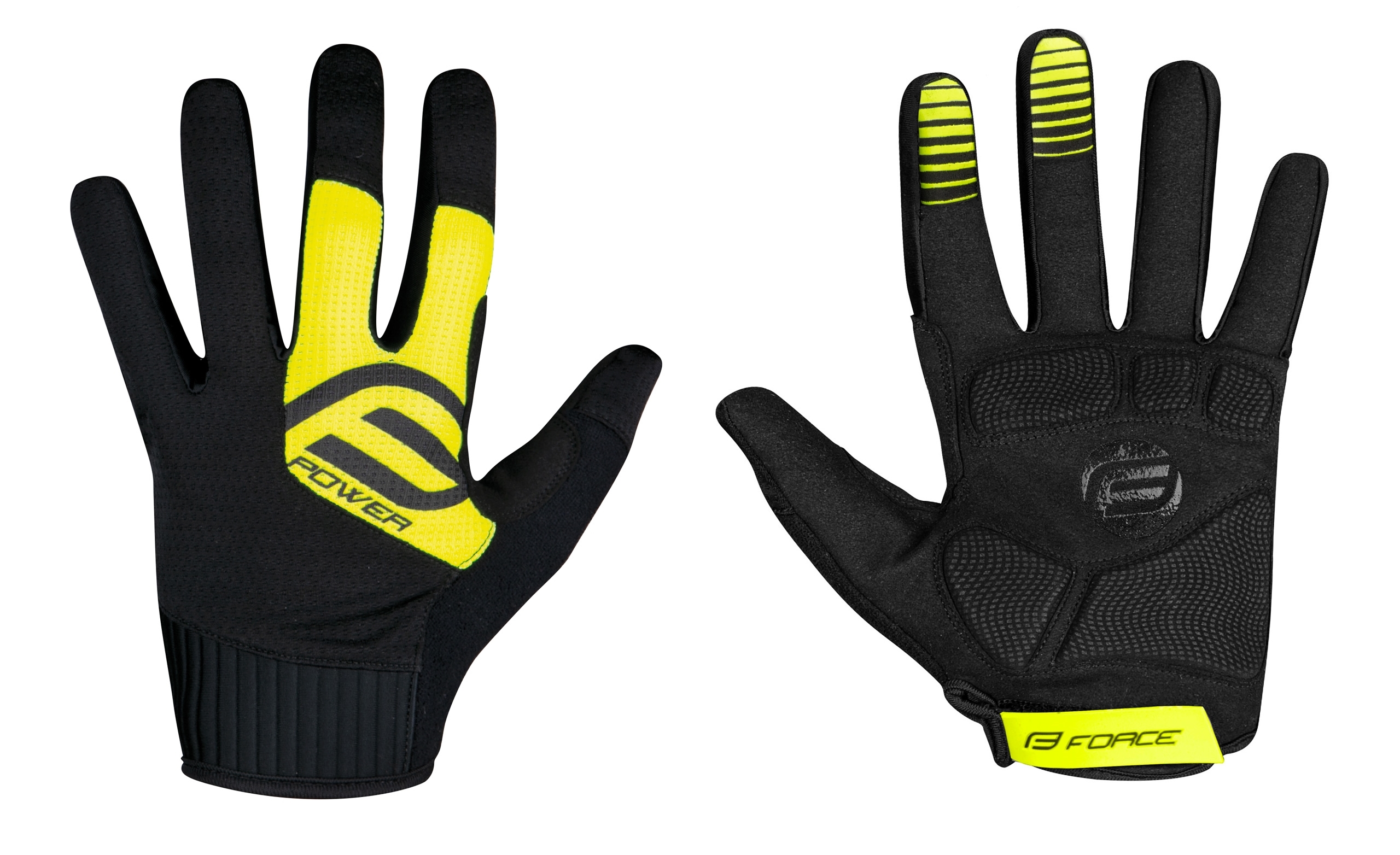 gloves FORCE MTB POWER, black-fluo L