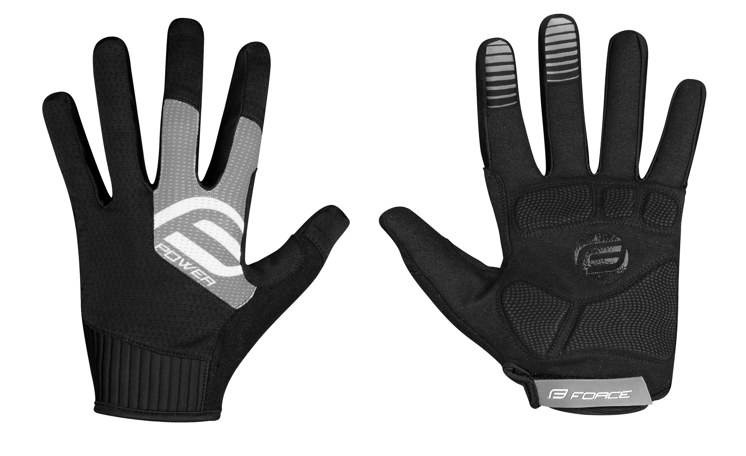 gloves FORCE MTB POWER, black-grey L