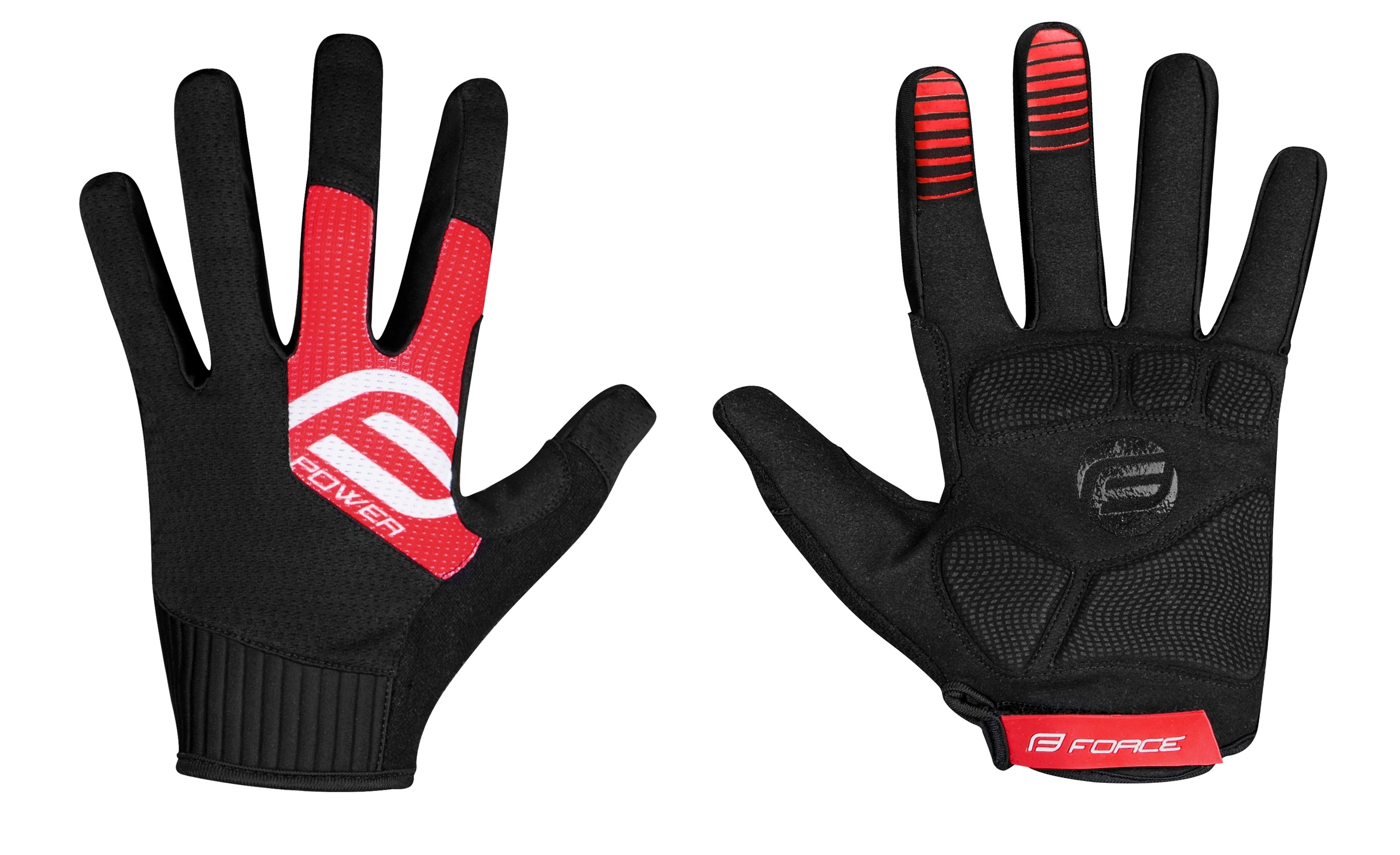 gloves FORCE MTB POWER, black-red L