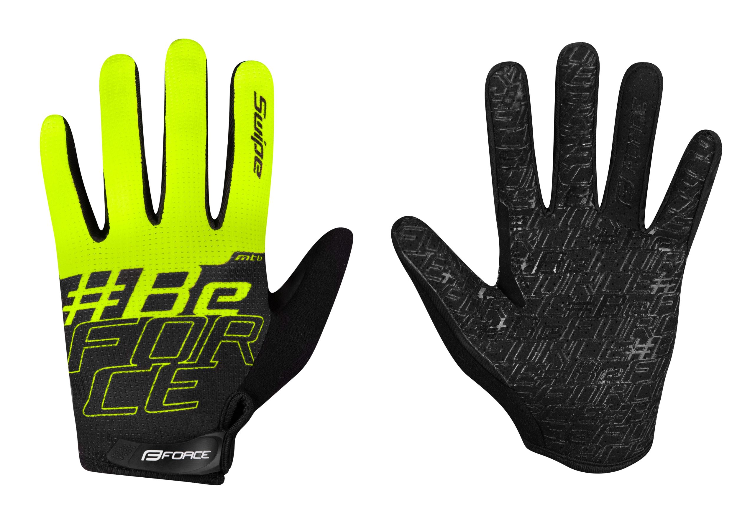 gloves FORCE MTB SWIPE summer, black-fluo L