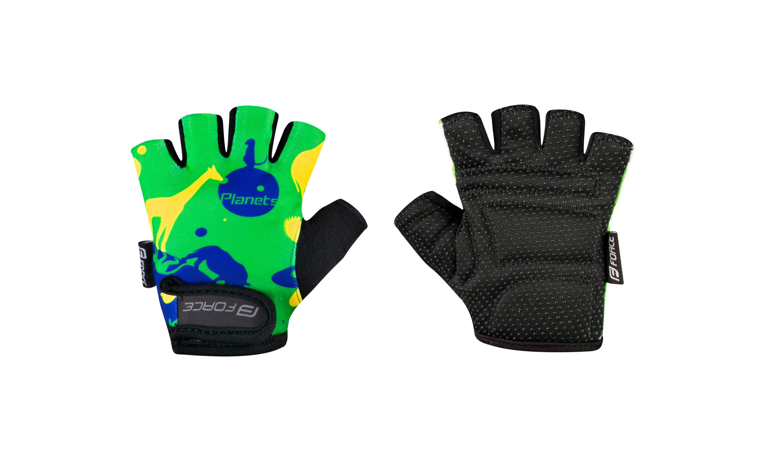 gloves FORCE PLANETS KID, green-yellow L