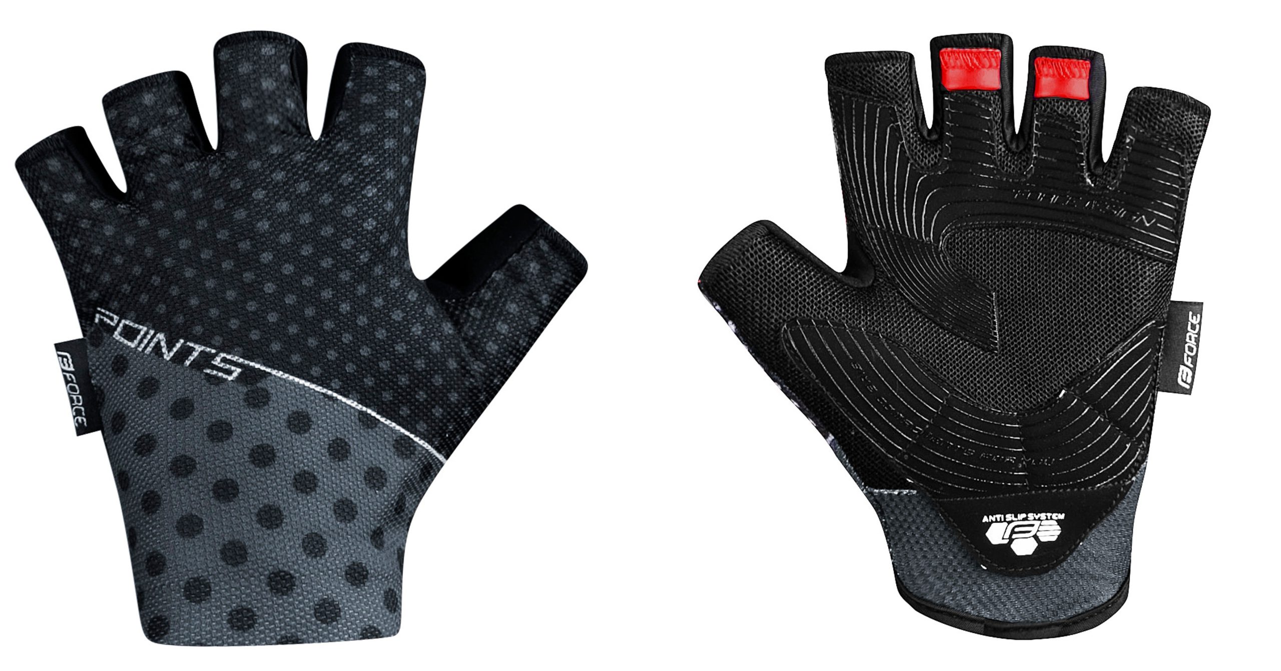 gloves FORCE POINTS w/o fastening,black-grey L