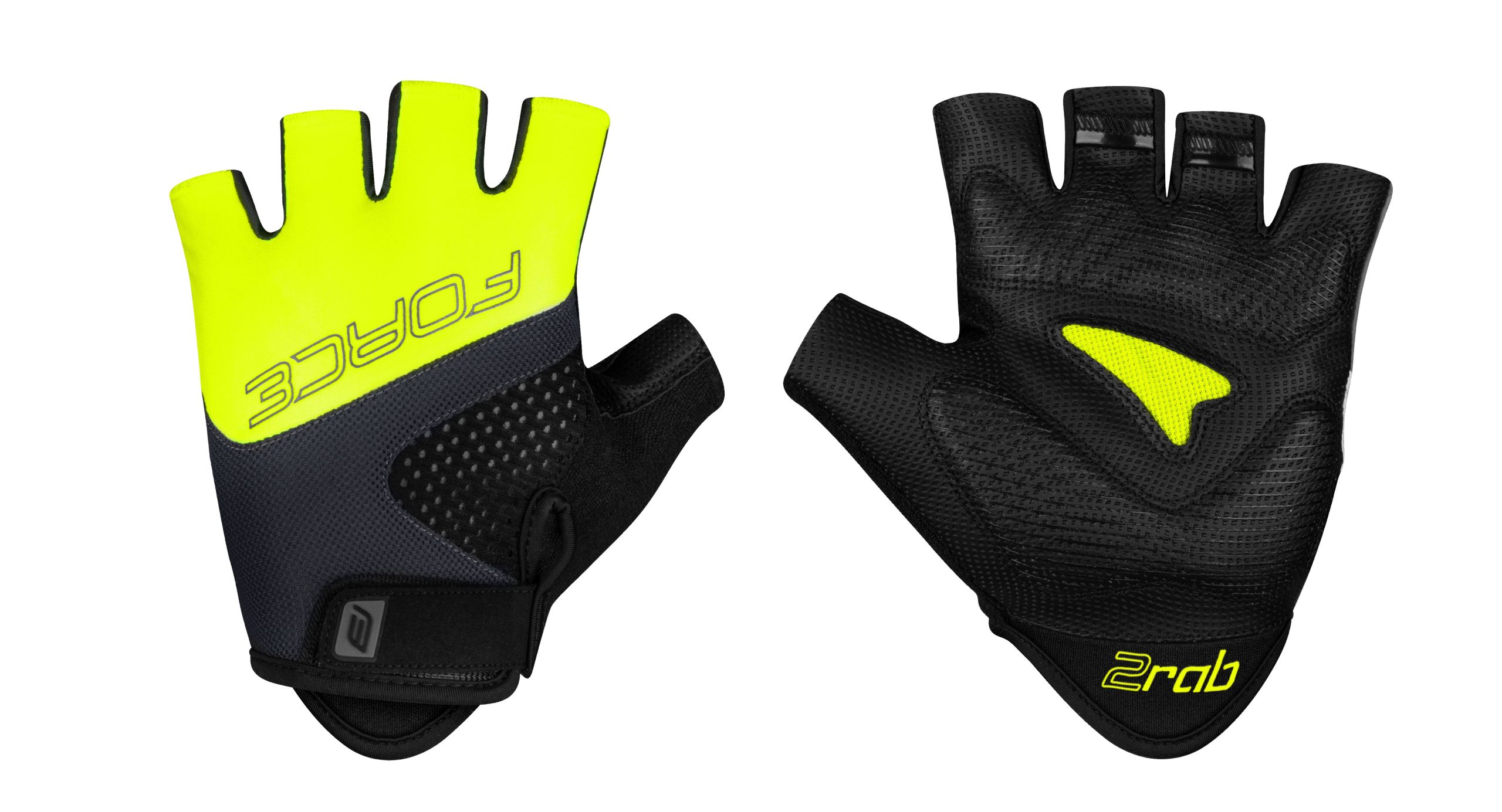 gloves FORCE RAB 2 gel, black-fluo-grey L