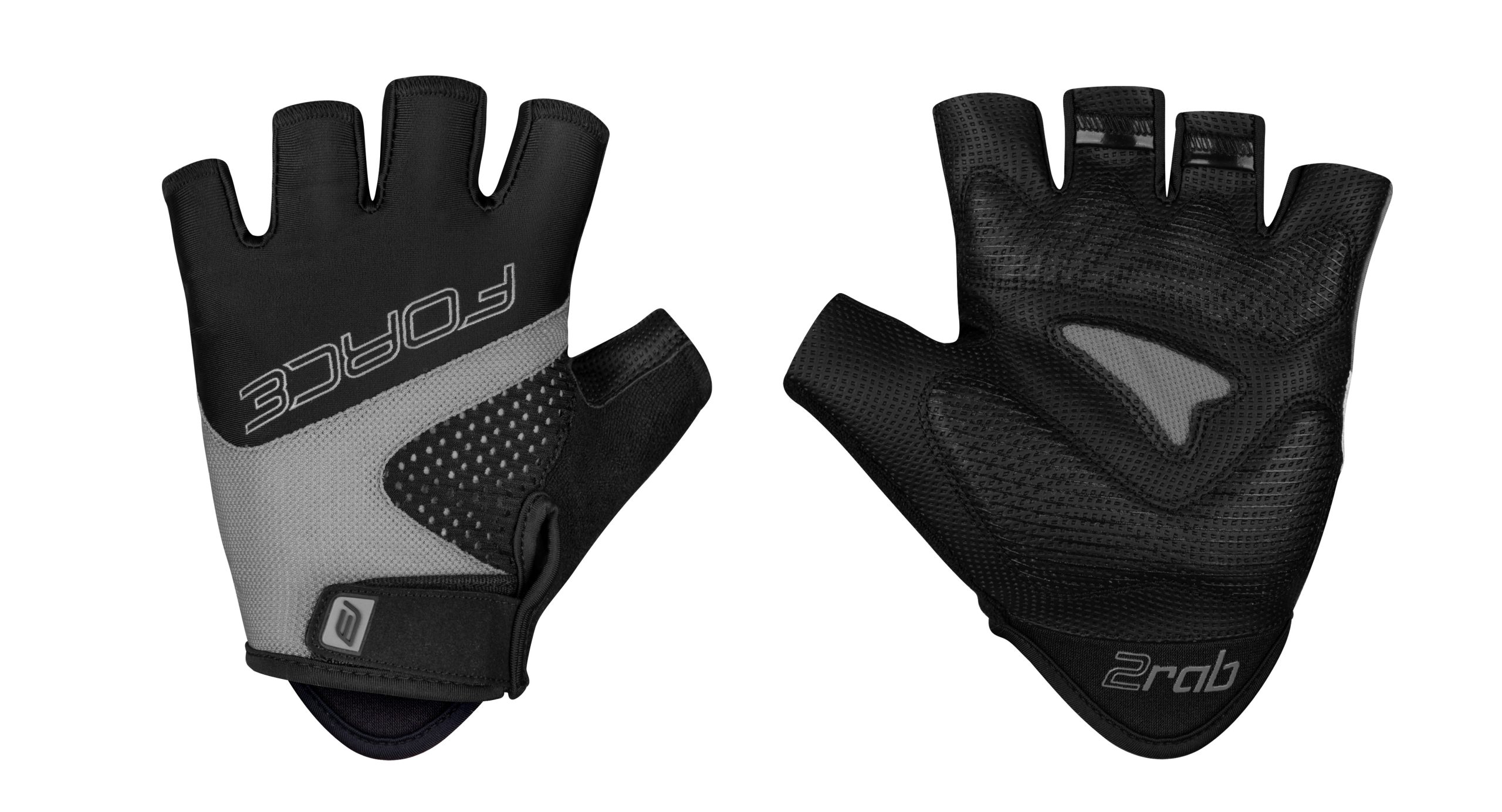 gloves FORCE RAB 2 gel, black-grey L