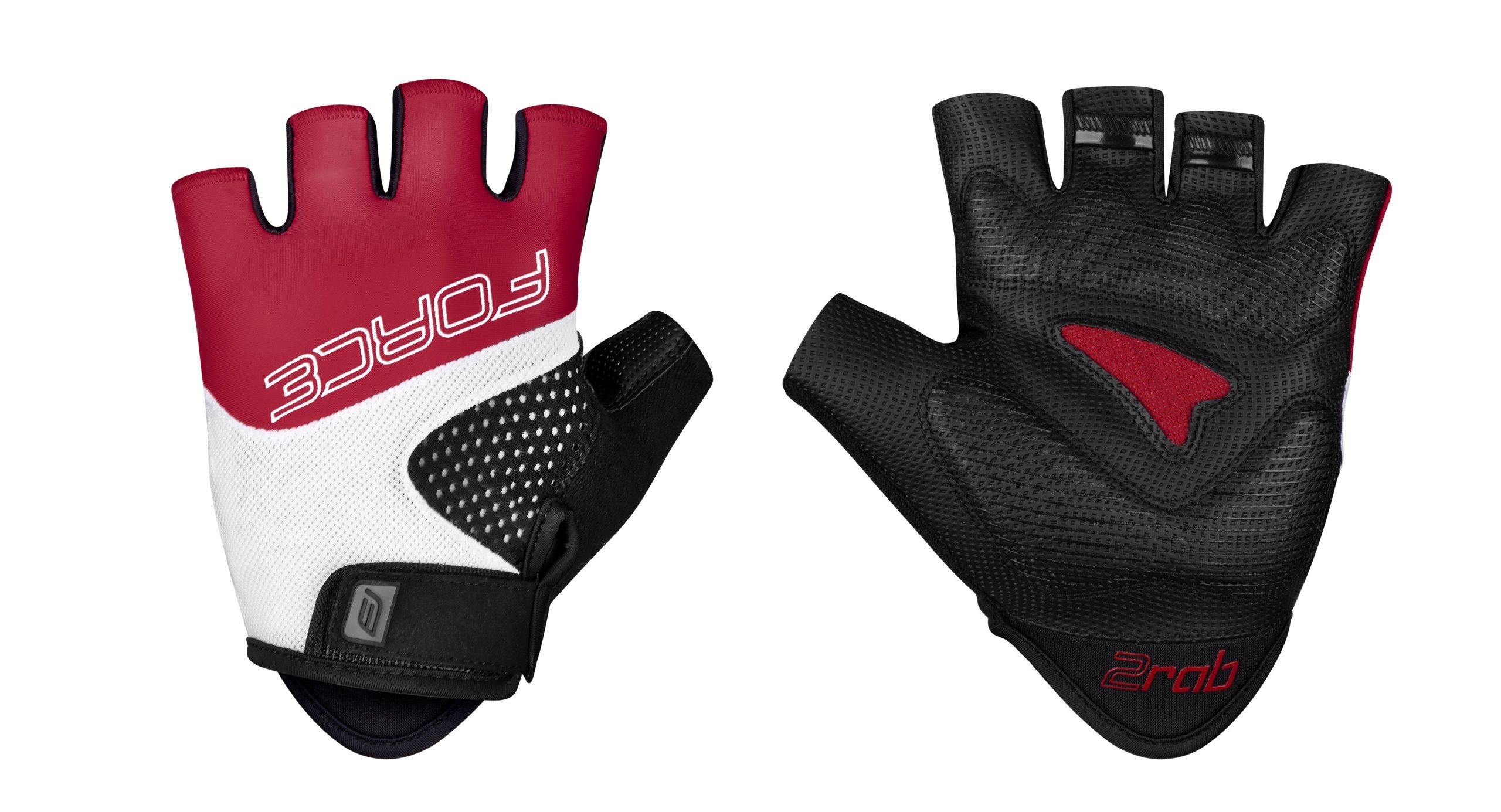 gloves FORCE RAB 2 gel, black-red-white L