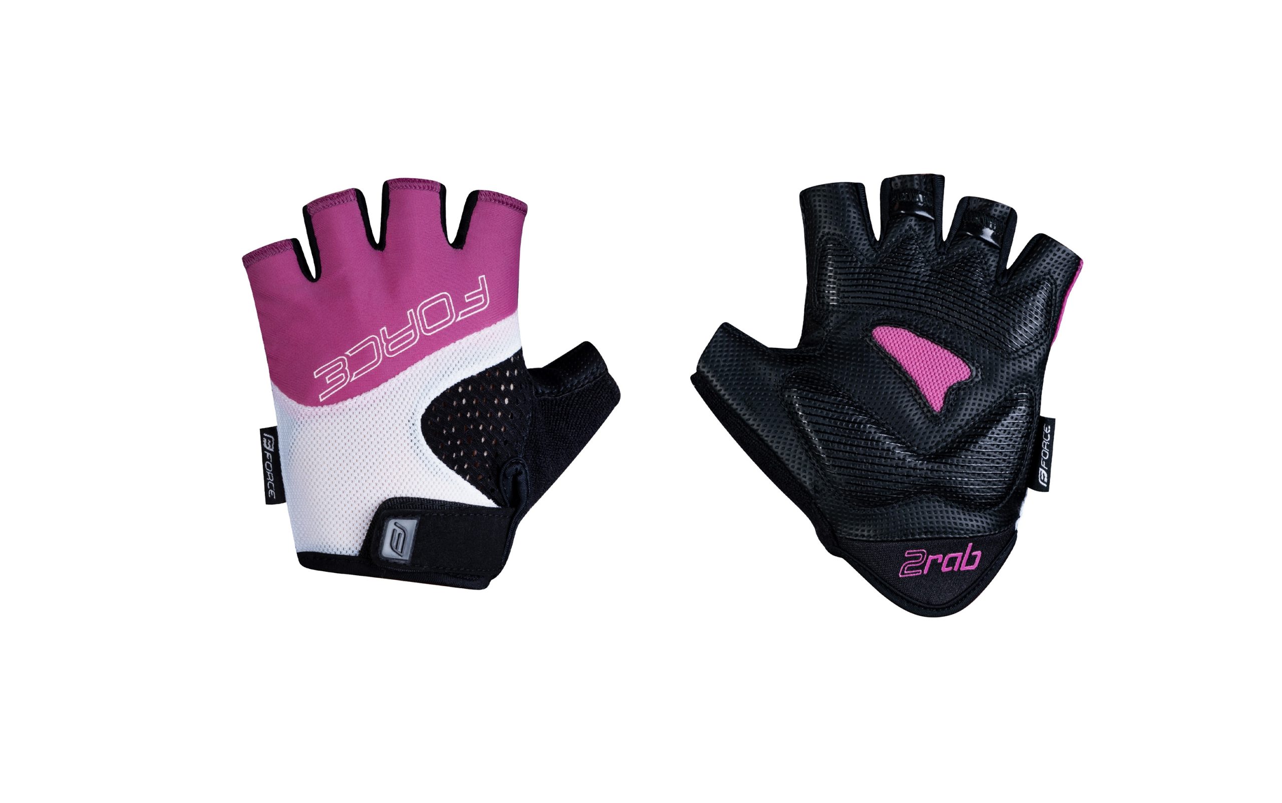 gloves FORCE RAB 2 gel KID, black-pink-white M