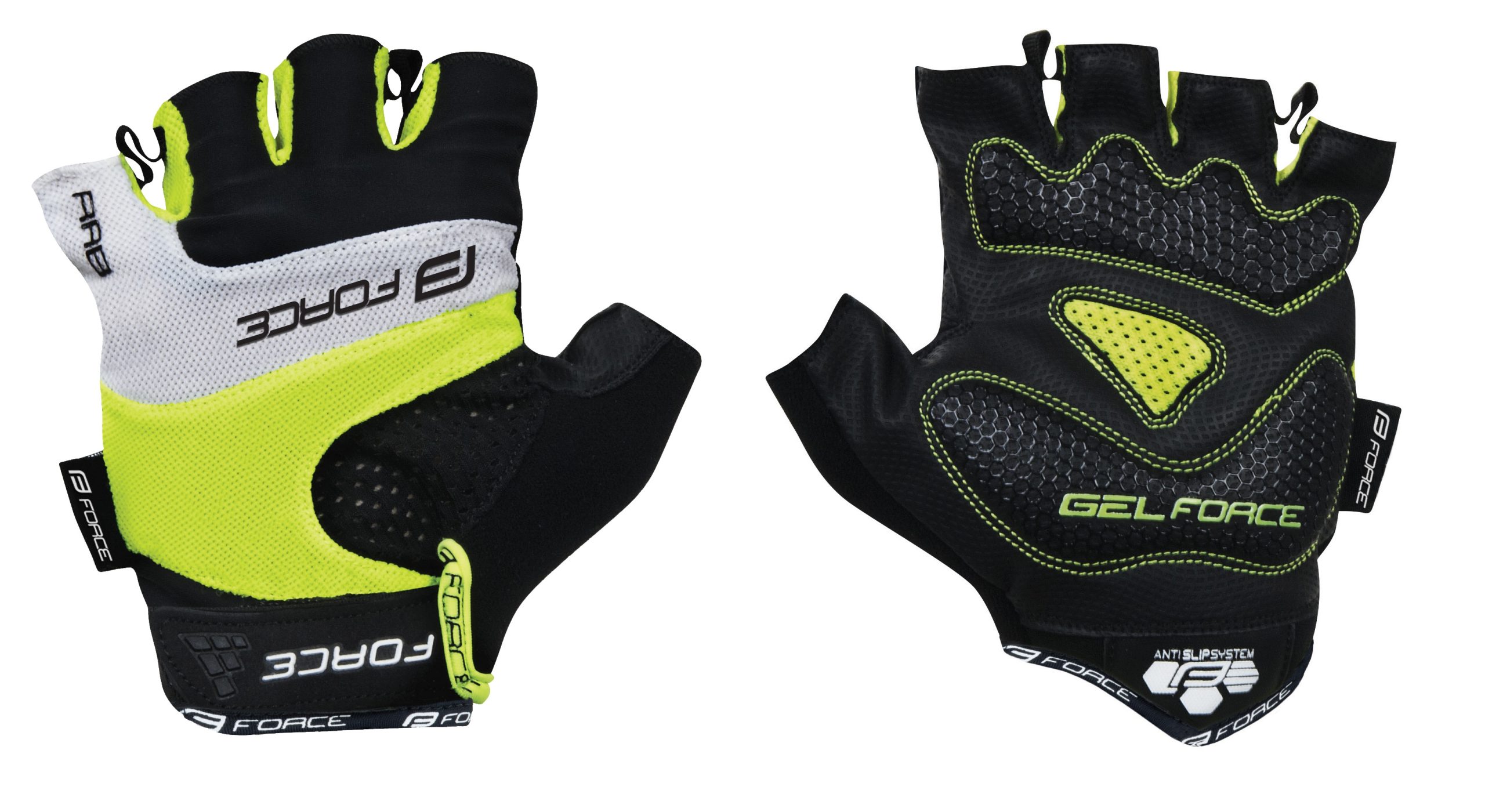 gloves FORCE RAB gel, fluo