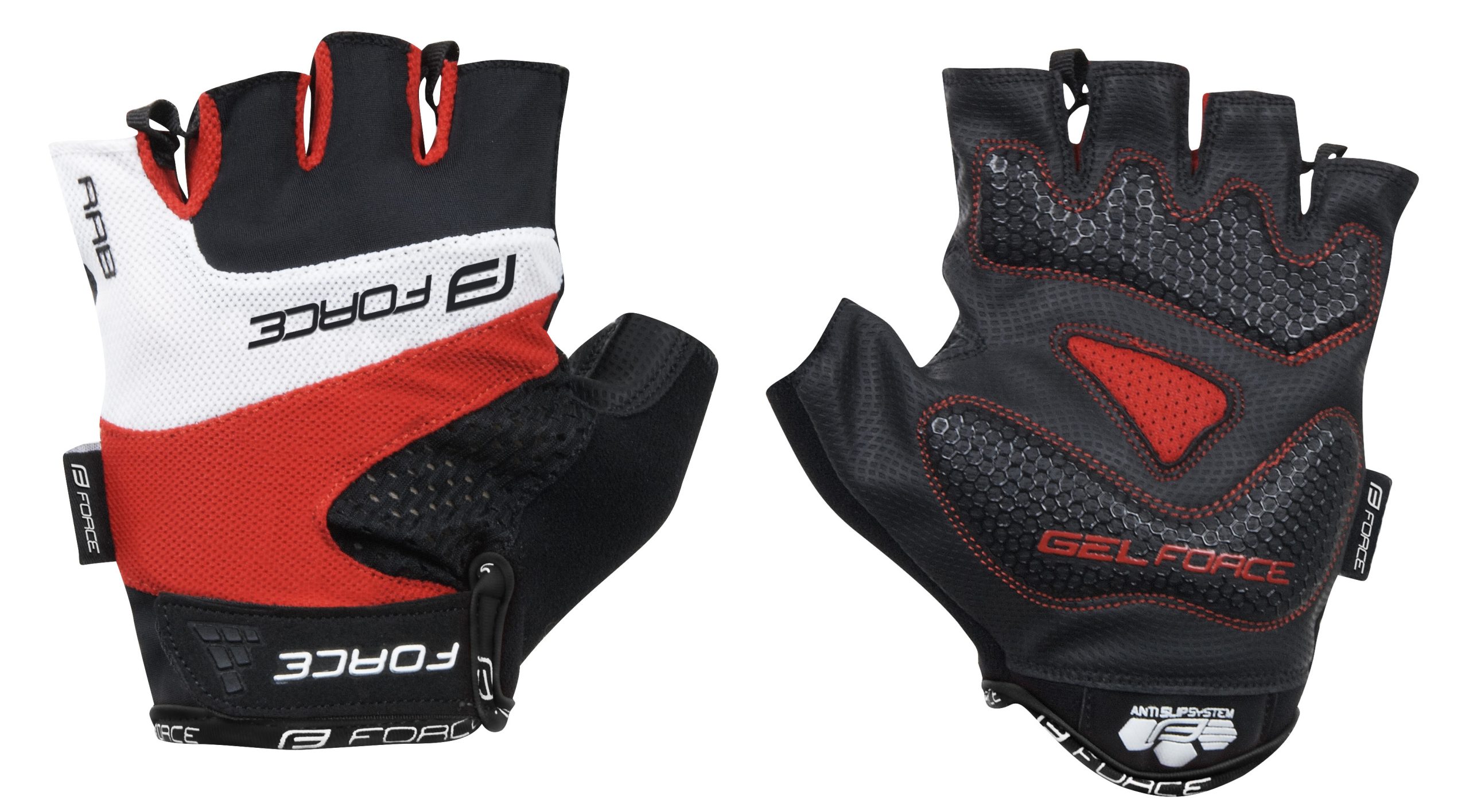 gloves FORCE RAB gel, red