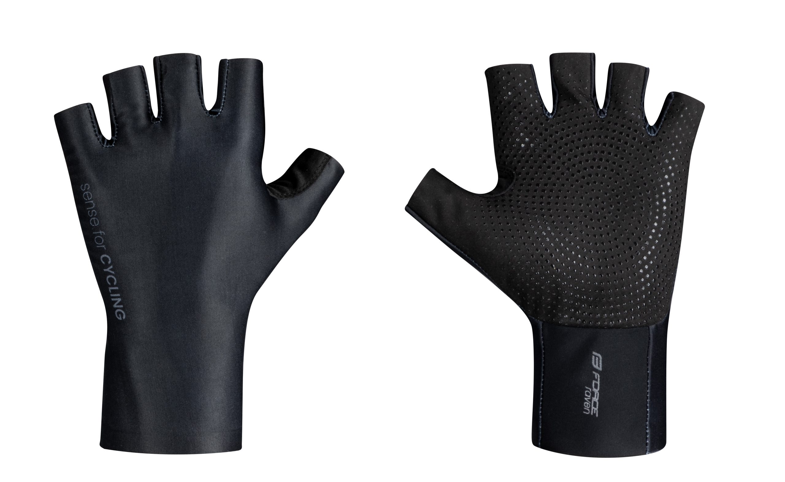 gloves FORCE RAVEN without fastening, black L