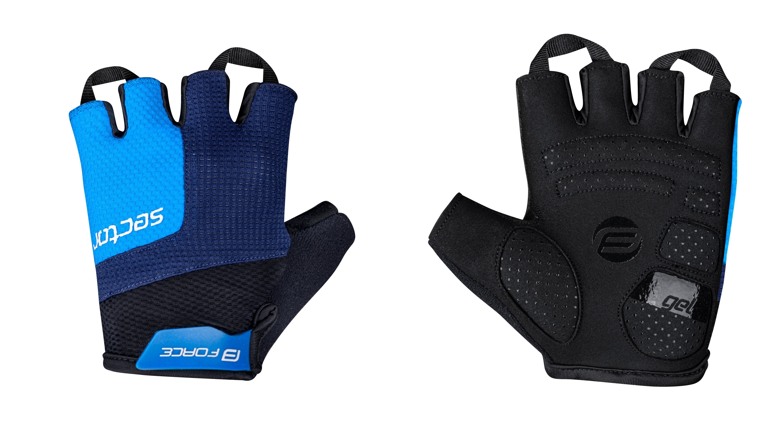 gloves FORCE SECTOR gel, black-blue S