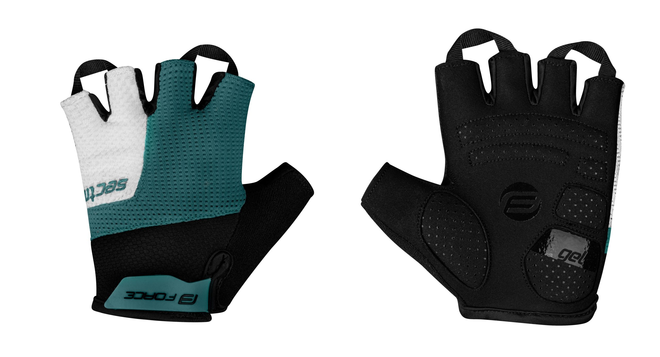 gloves FORCE SECTOR gel, black-petrol blue L