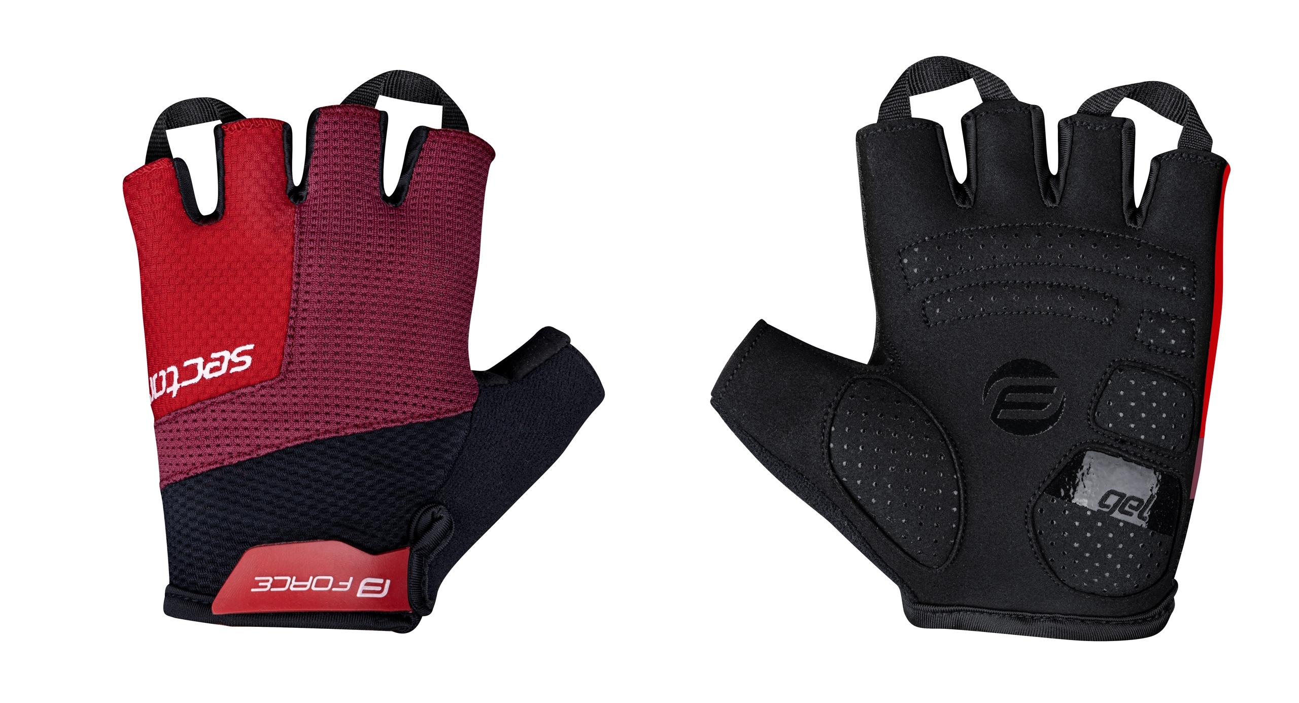 gloves FORCE SECTOR gel, black-red XL