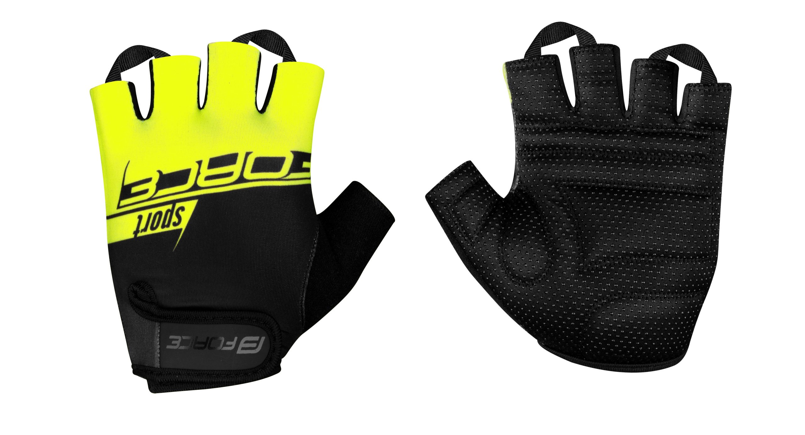 gloves FORCE SPORT, black-fluo L