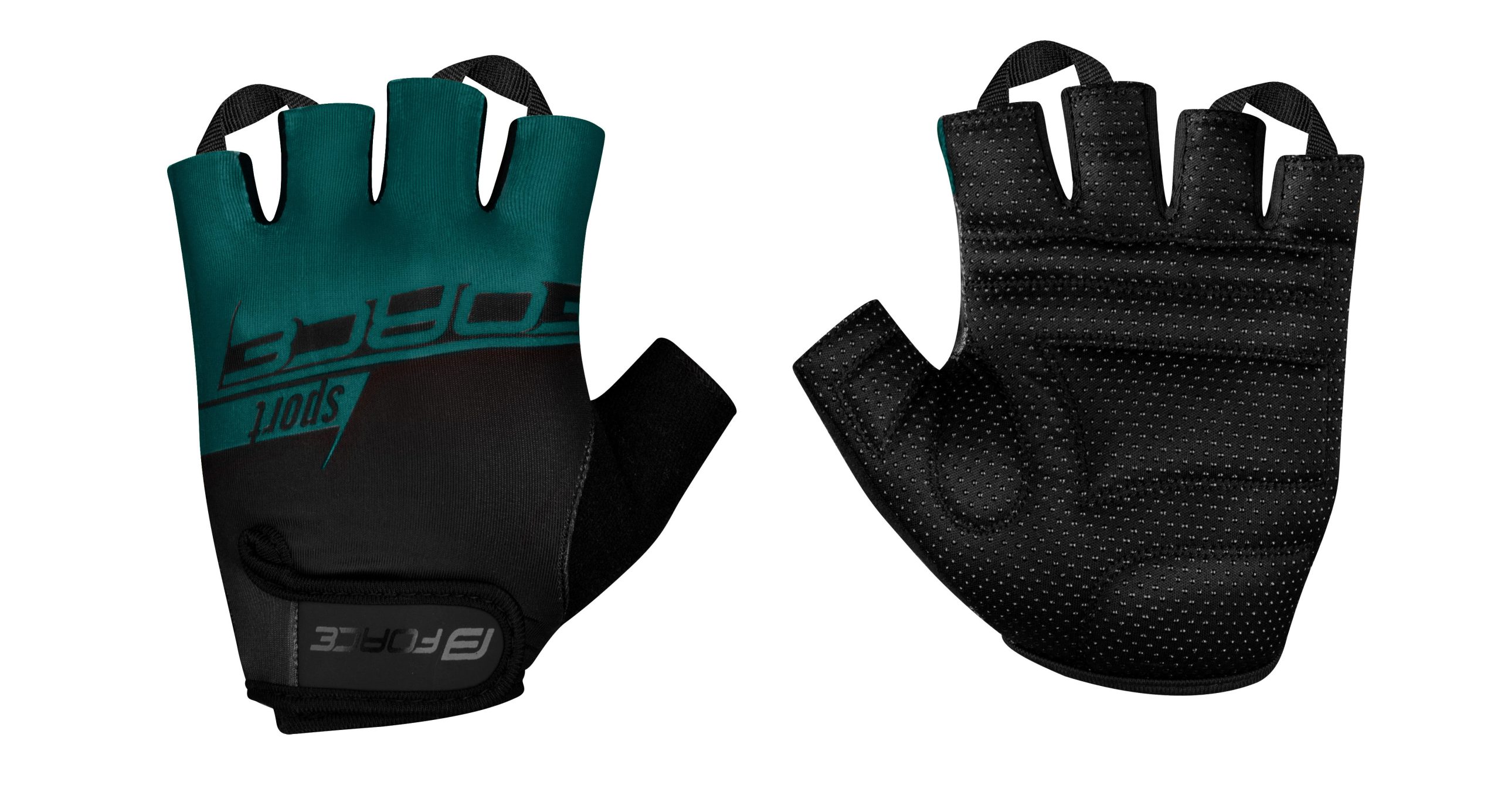 gloves FORCE SPORT, black-petrol blue L