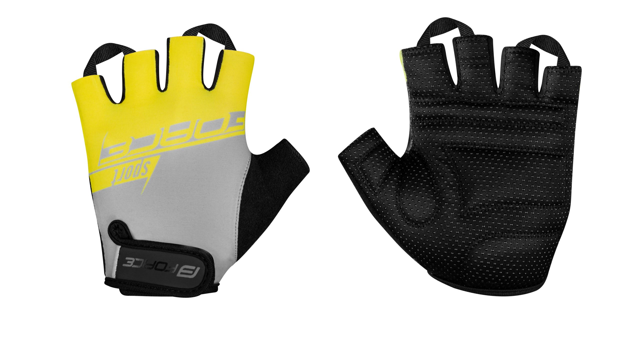 gloves FORCE SPORT, grey-yellow L