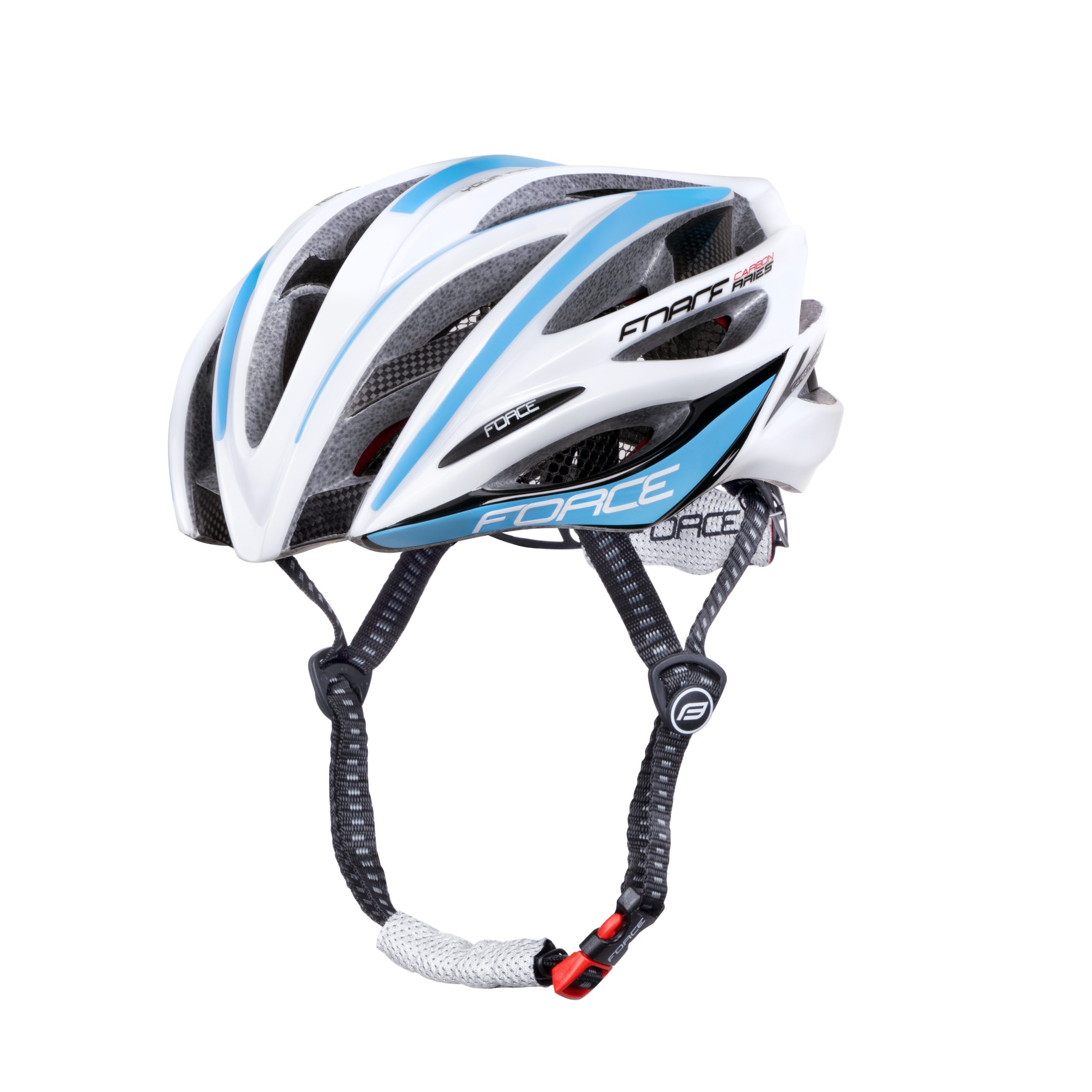 helmet FORCE ARIES carbon, white-blue S – M