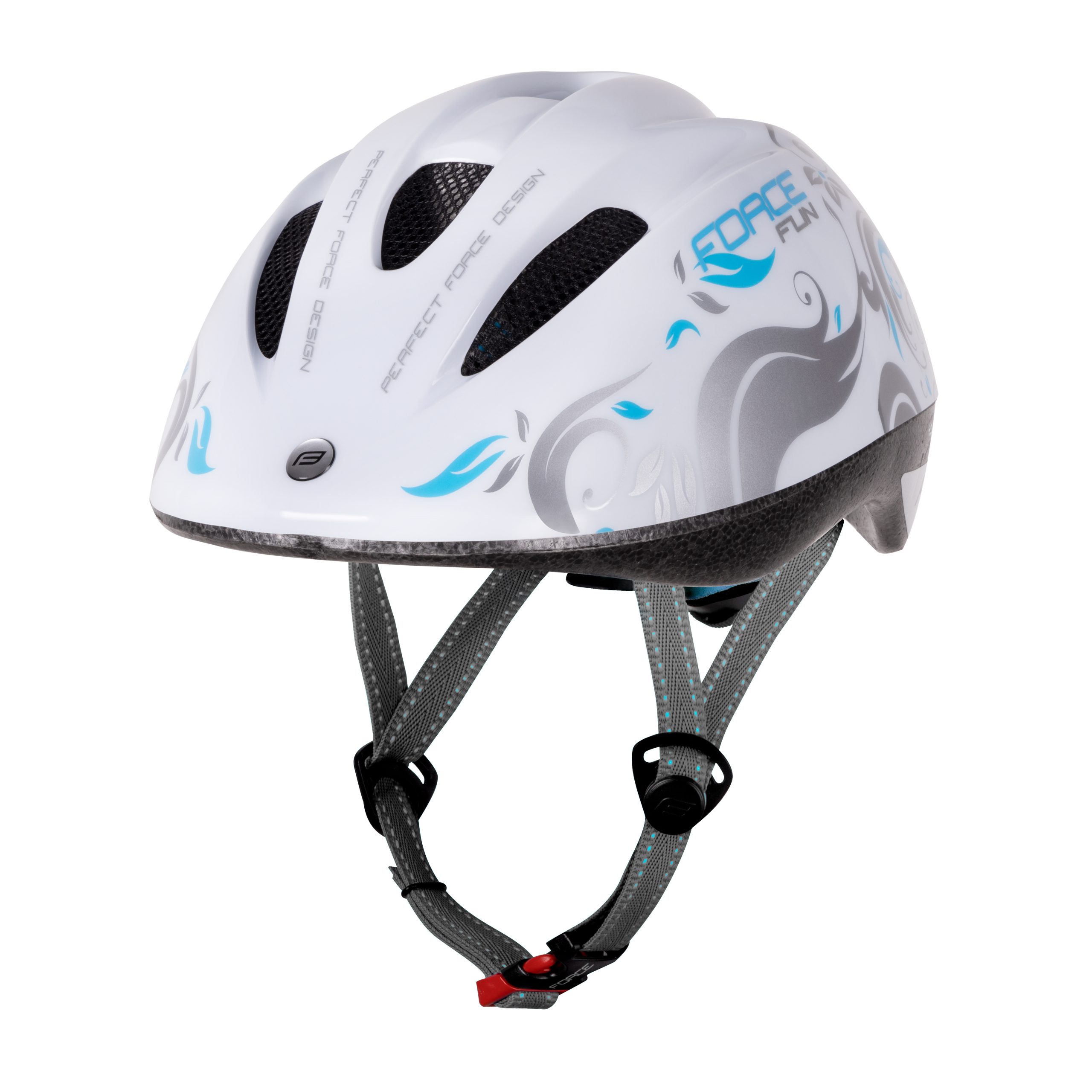 helmet FORCE FUN FLOWERS child, white-grey-blue