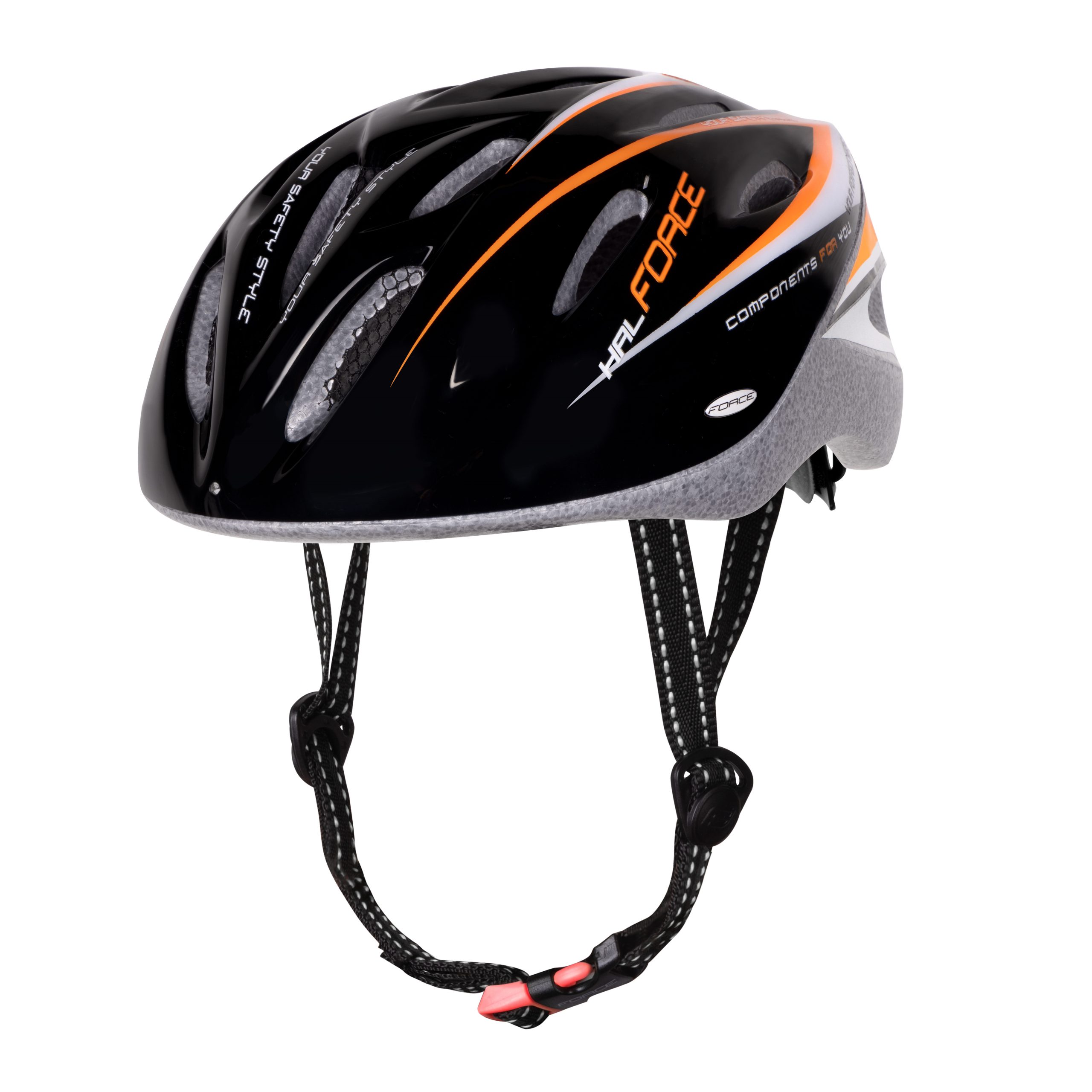 helmet FORCE HAL, black-orange-white