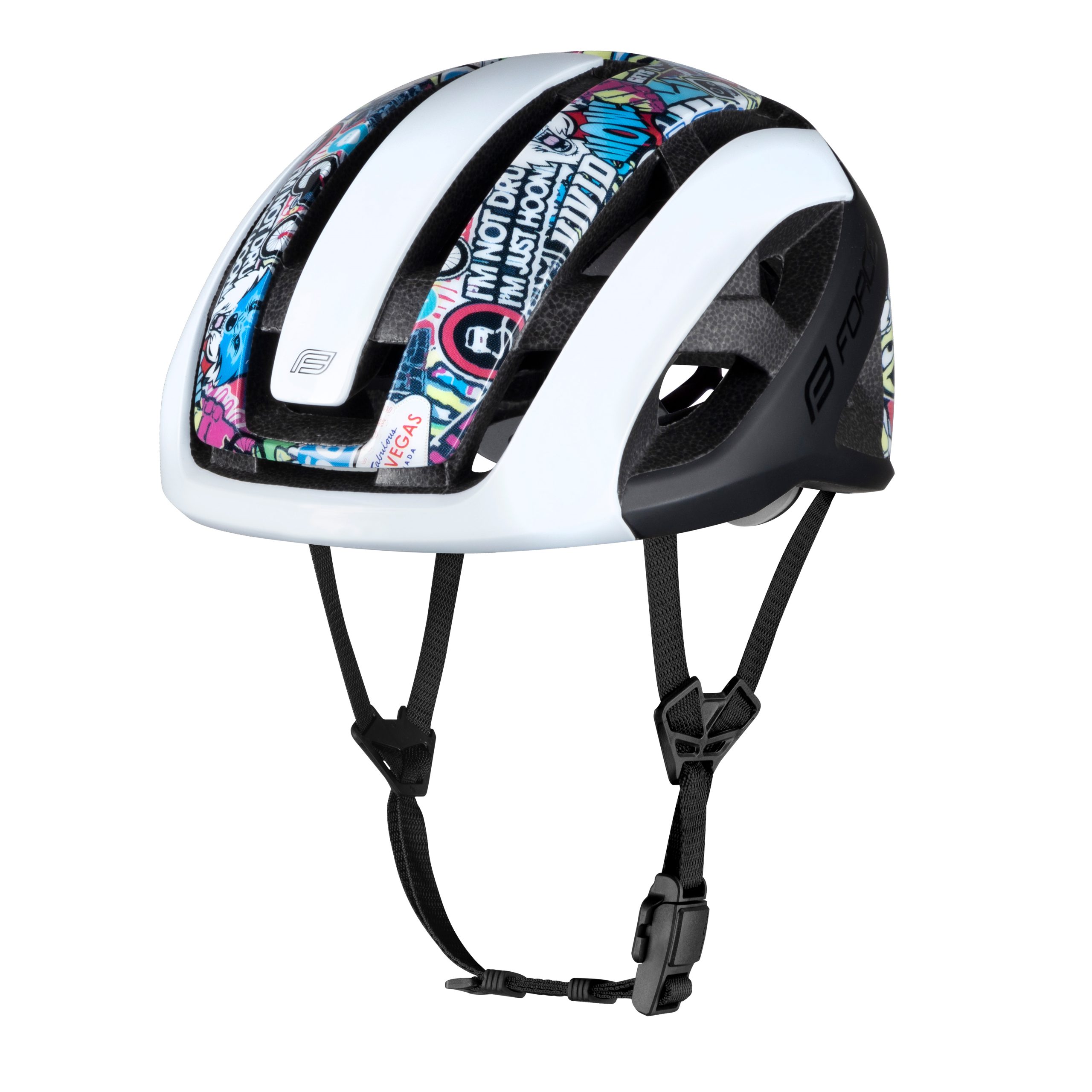 helmet FORCE NEO VIVID, white-black, L-XL