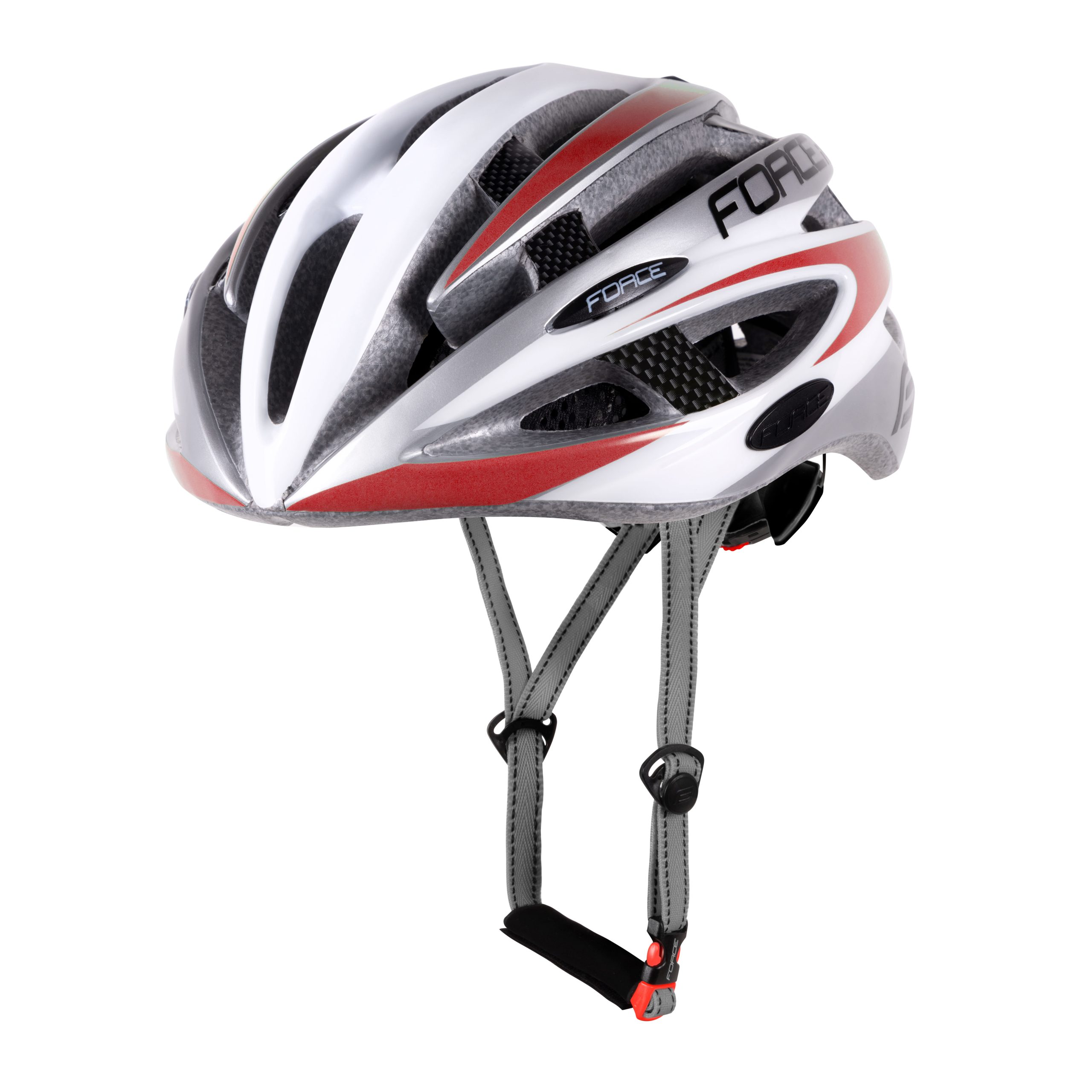 helmet FORCE ROAD, white-red L – XL