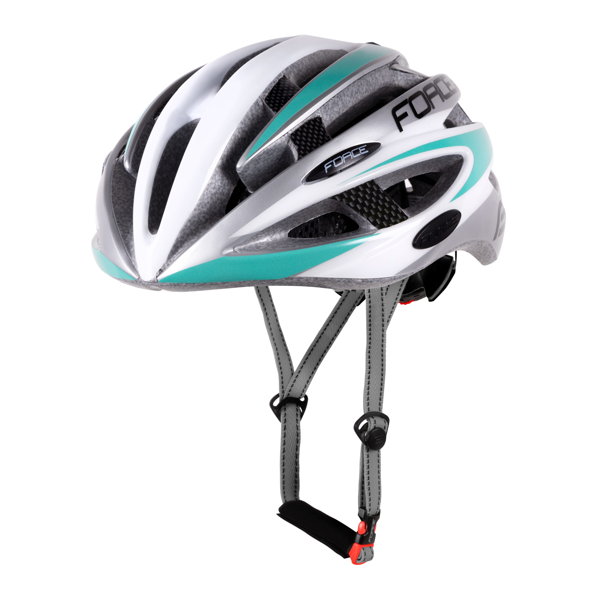 helmet FORCE ROAD, white-turquoise L – XL