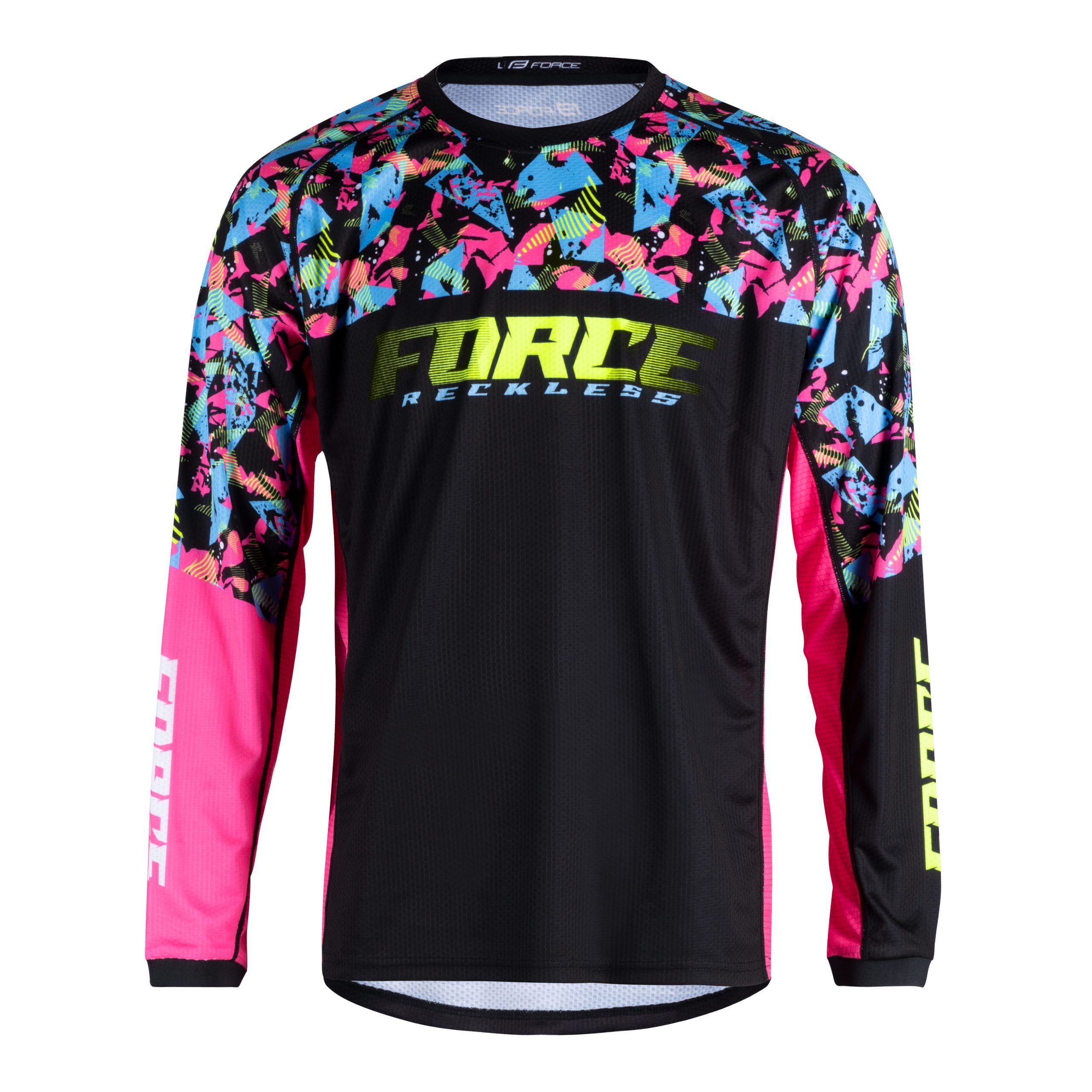 jersey F RECKLESS long sl, black-pink-fluo 3XL