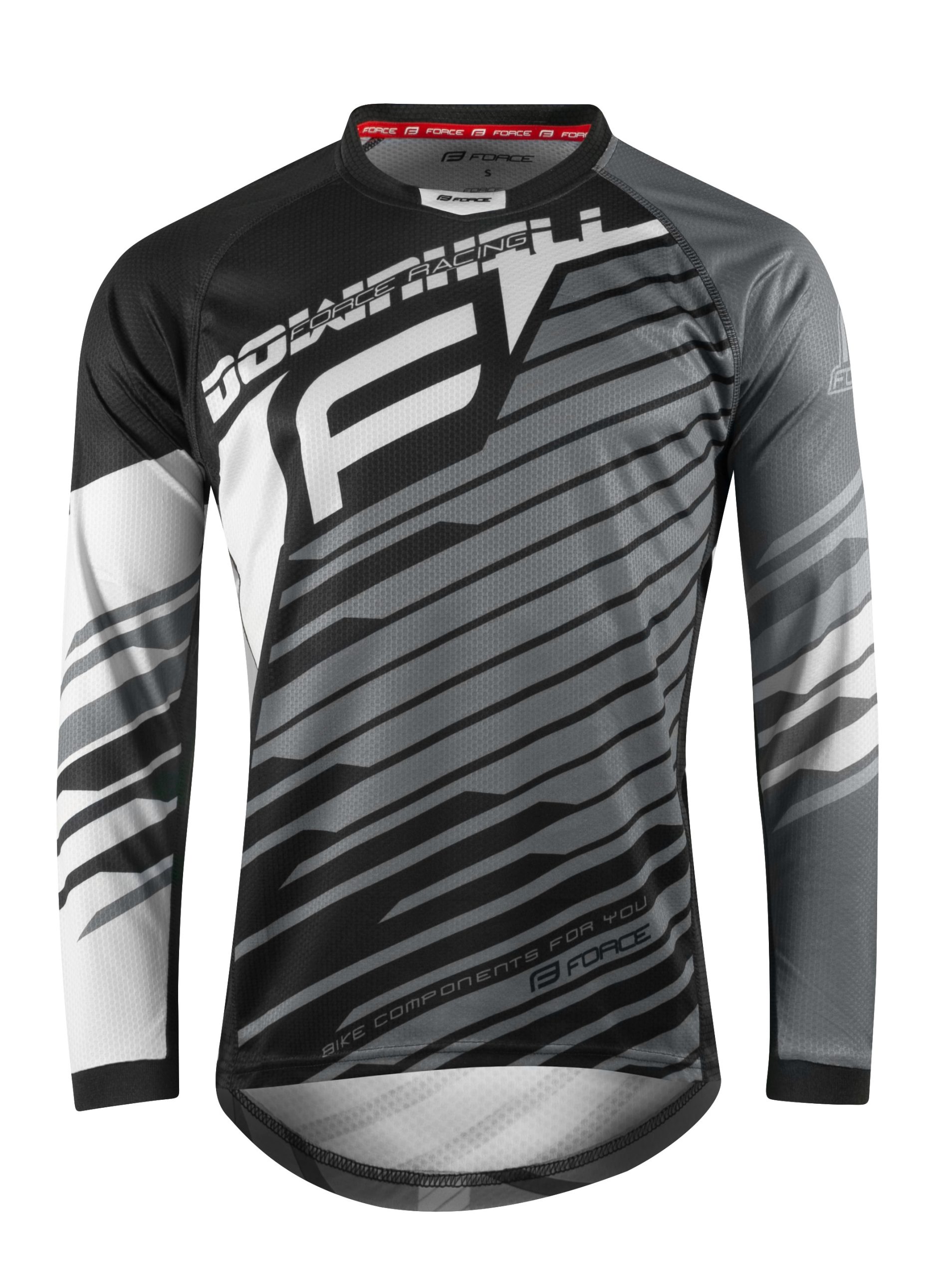 jersey FORCE DOWNHILL,long sl,black-white-grey